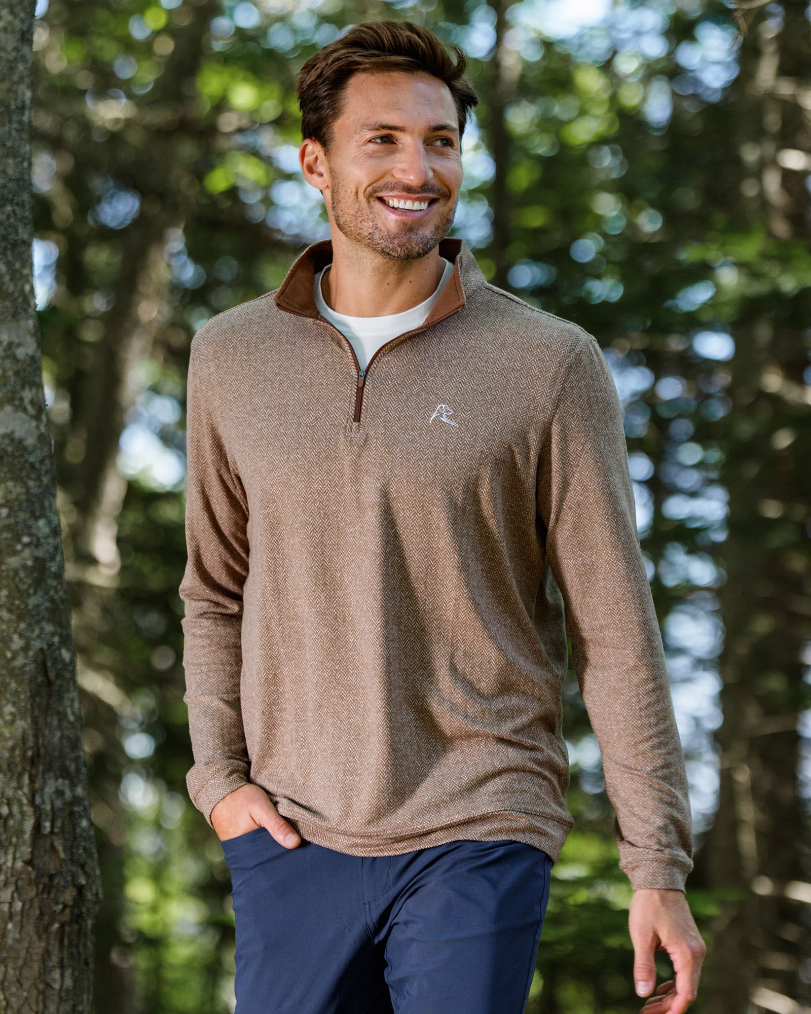 A man wearing a Rhoback Q-Zip