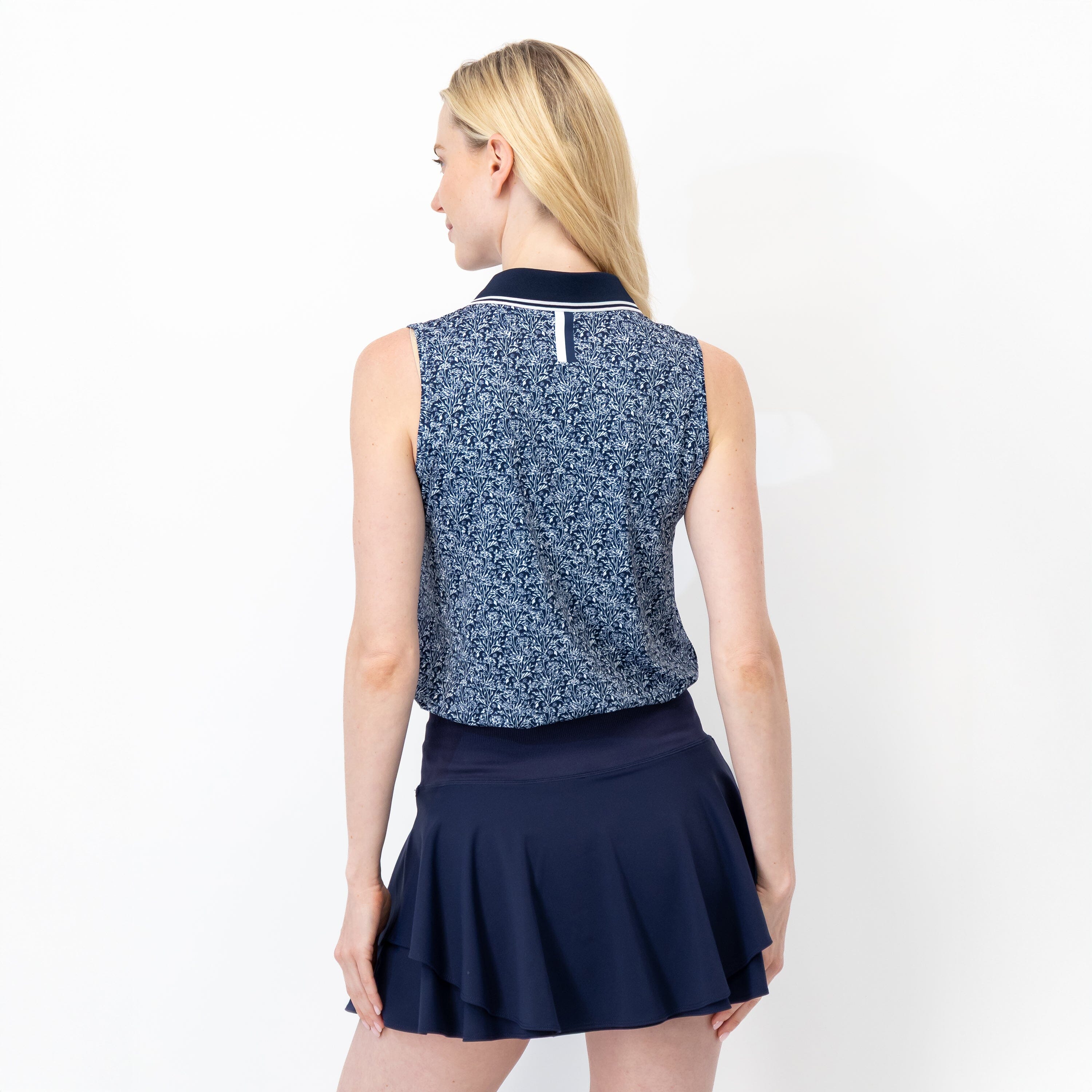 Alternative view of Brooke Sleeveless Performance Polo | The Addison - Fleet Navy/White