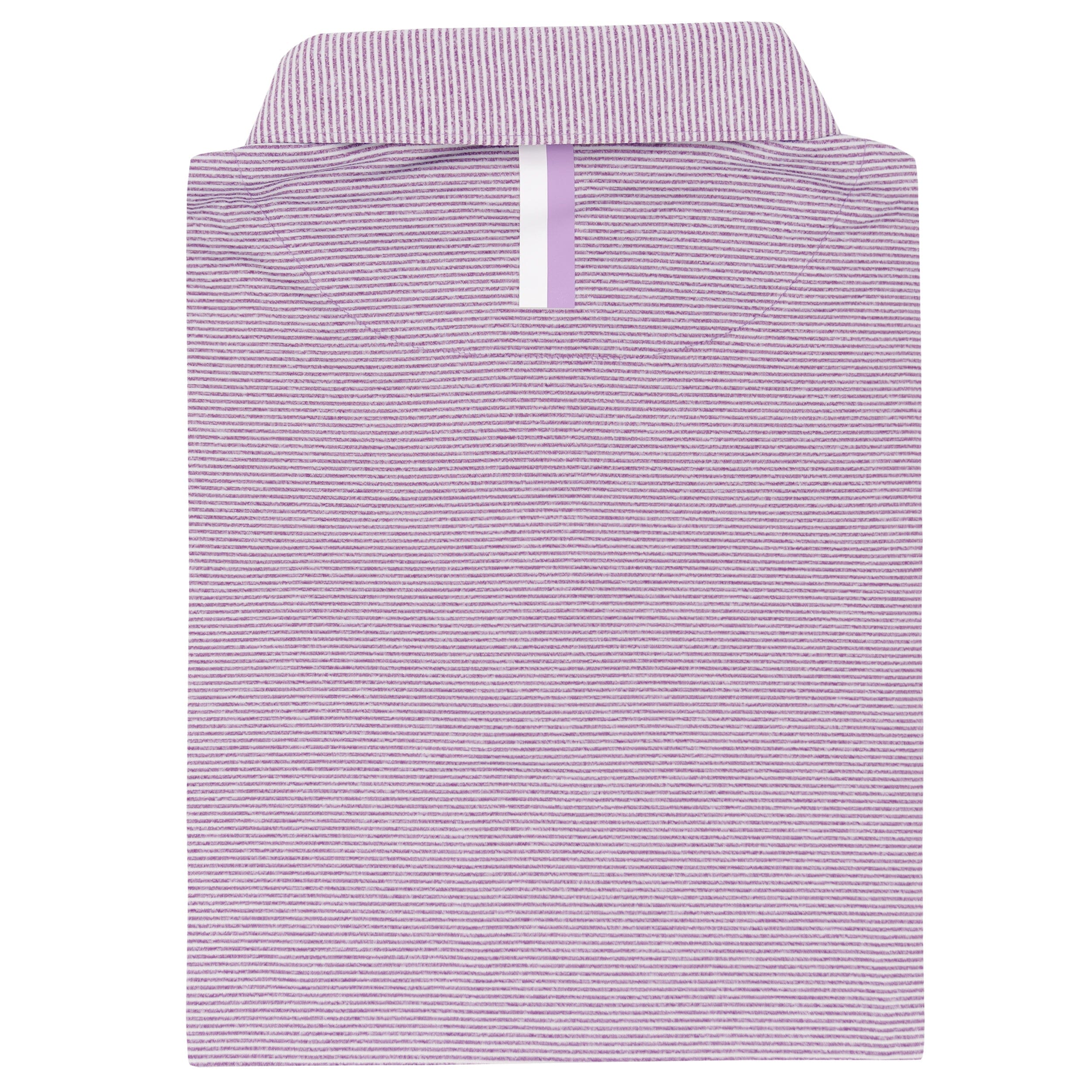 Alternative view of The Whaler Heather Stripe | Long Sleeve Performance Polo | The Whaler Heather Stripe - Big Easy Lavender/White