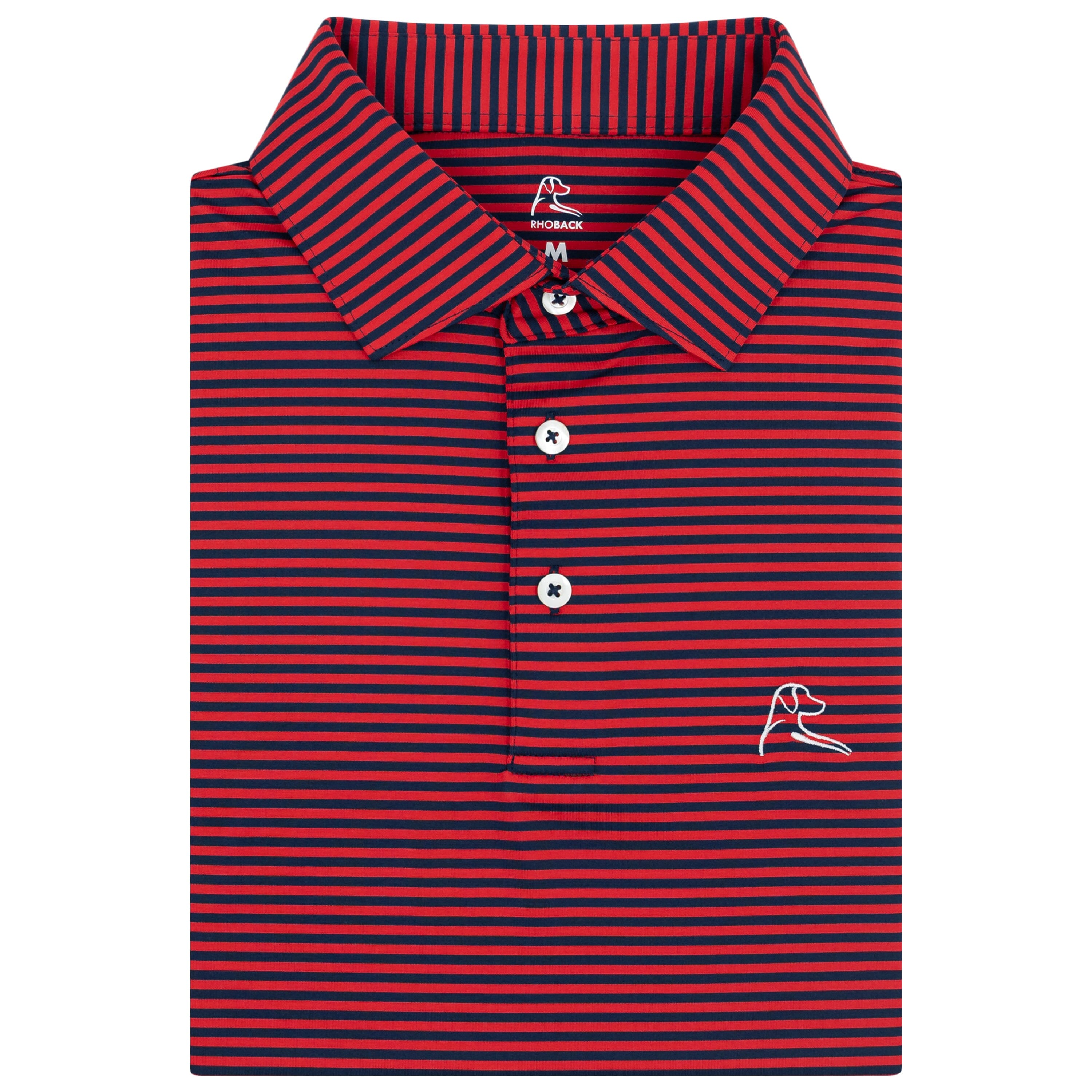 The Birdie Stripe | Performance Polo | The Birdie Stripe - Classic Red/Fleet Navy