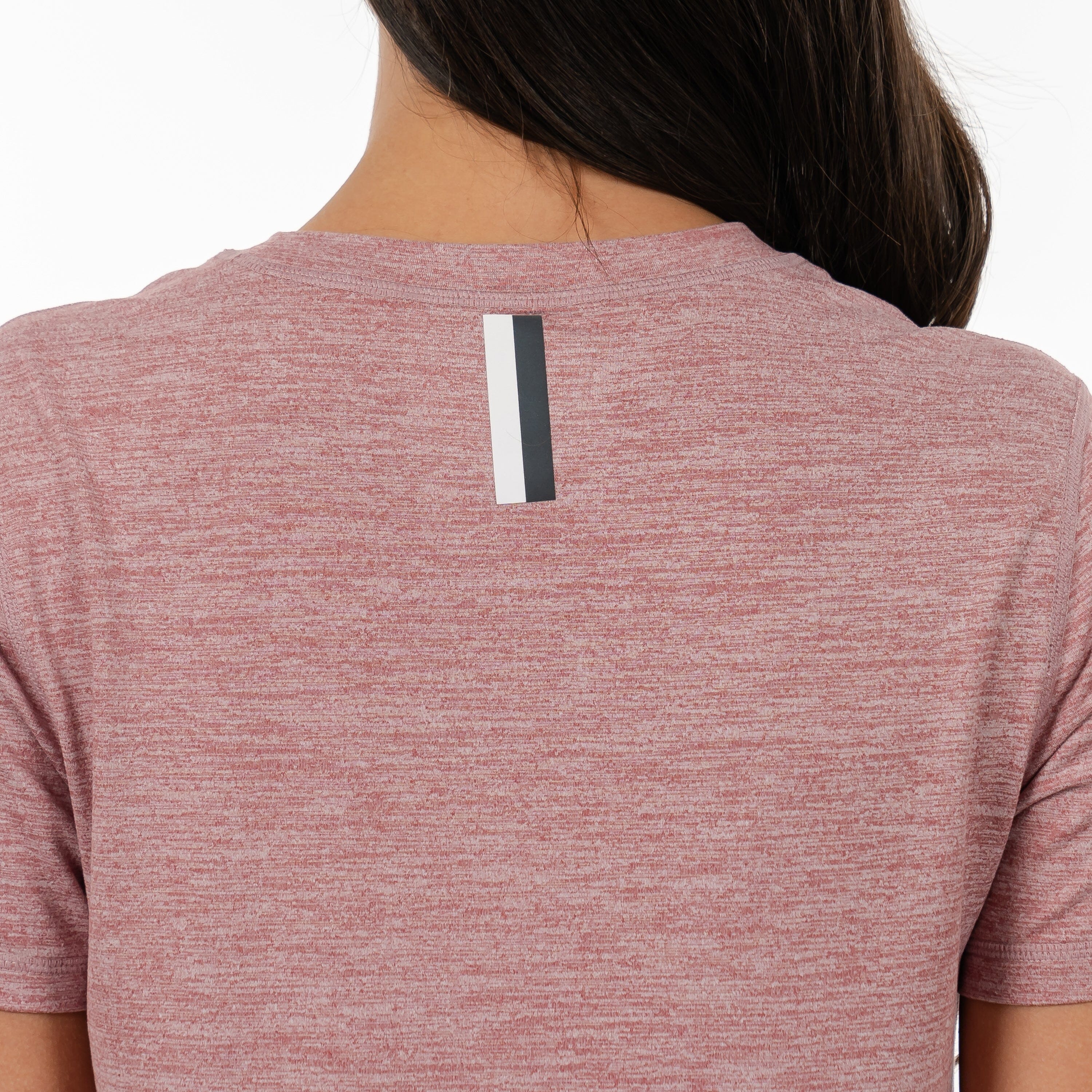 Alternative view of Drift Performance Crop Tee | Heather - Red Card Red/White