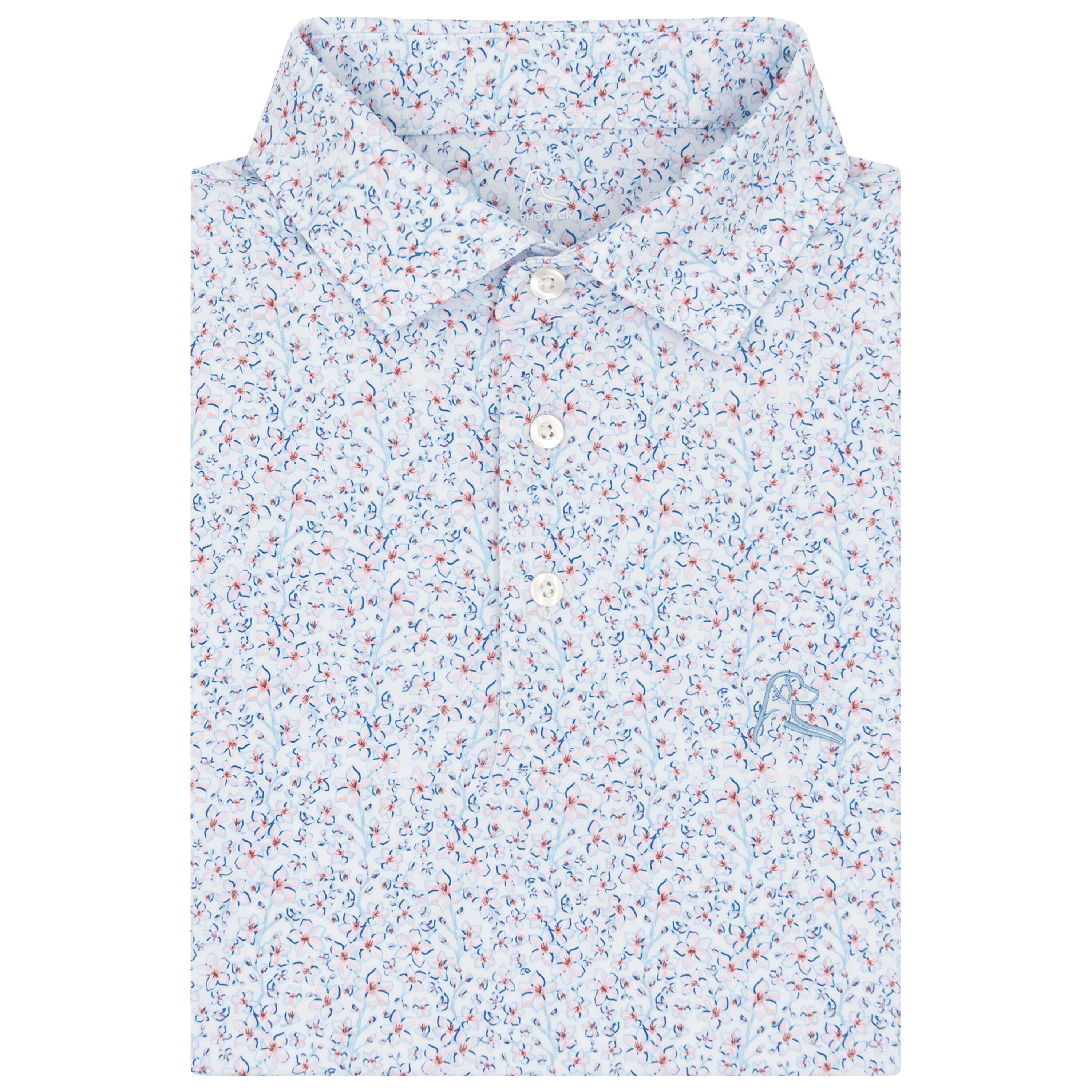 The Cherry Bloom | Performance Polo | The Cherry Bloom - White/Powder Pink