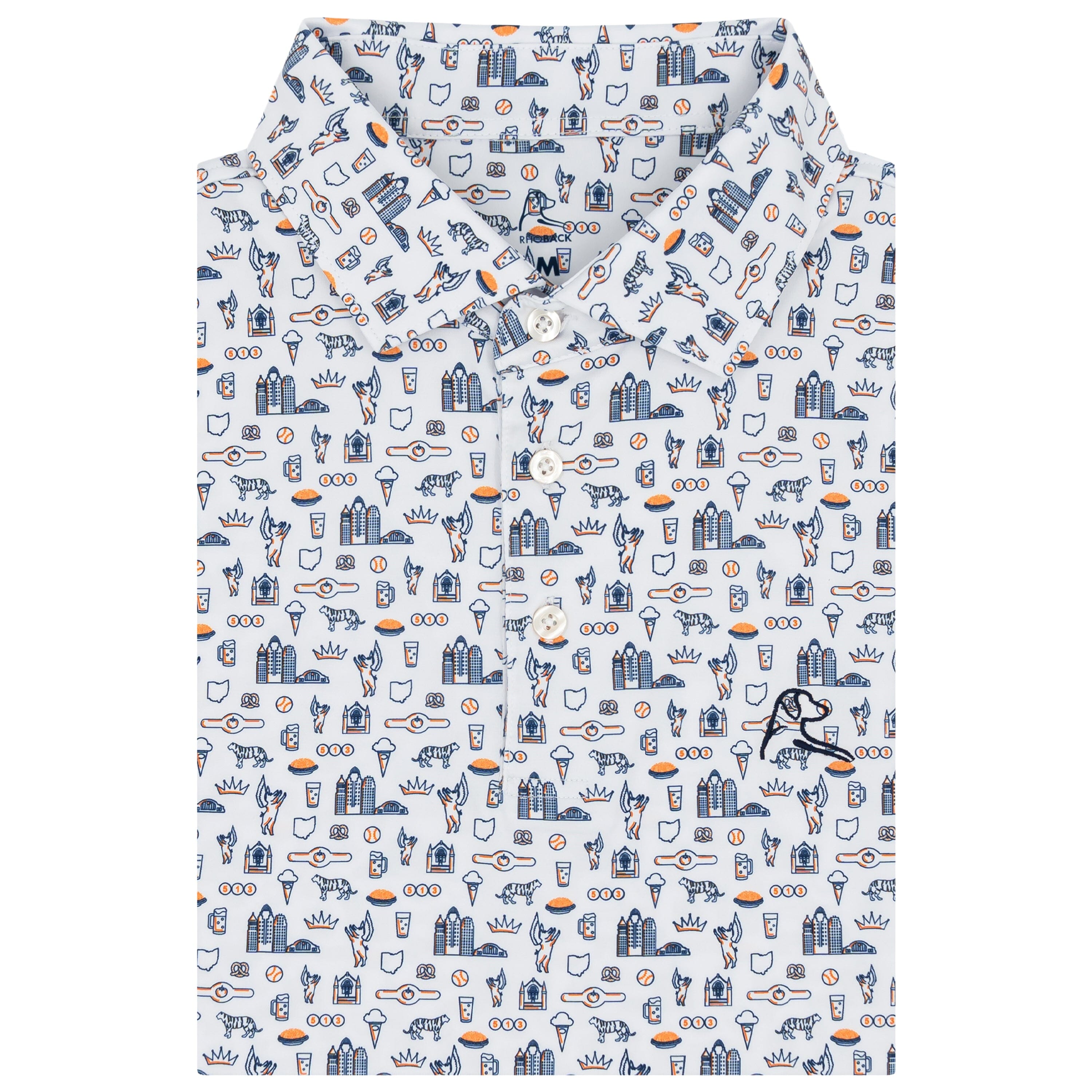 The Cincy | Performance Polo | The Cincy - White/Citrus Orange