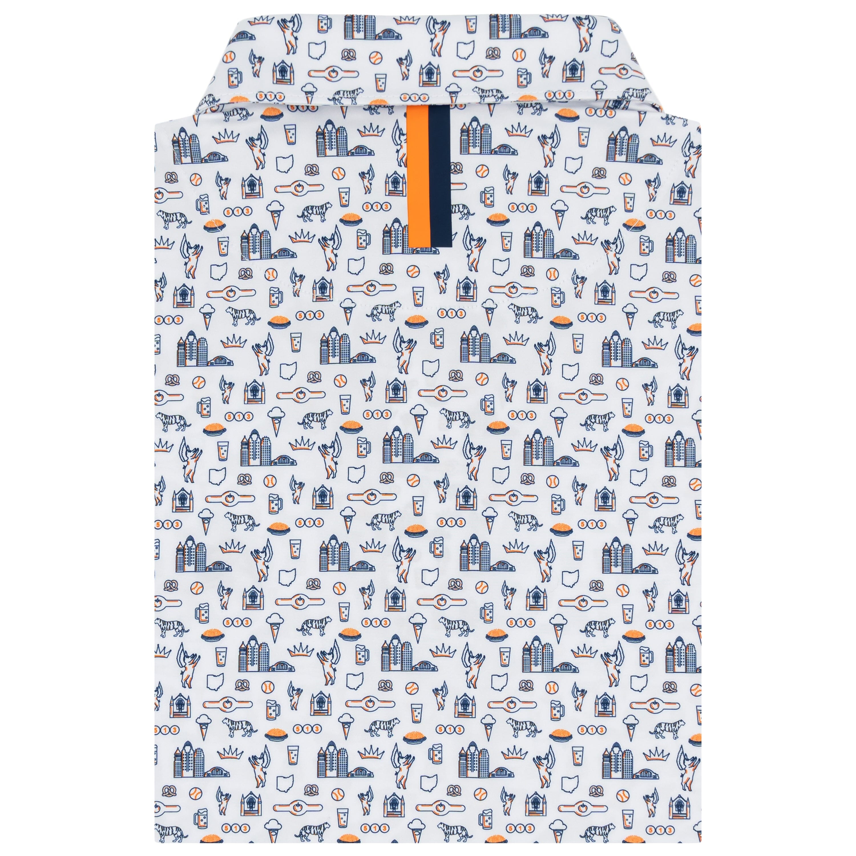 Alternative view of The Cincy | Performance Polo | The Cincy - White/Citrus Orange