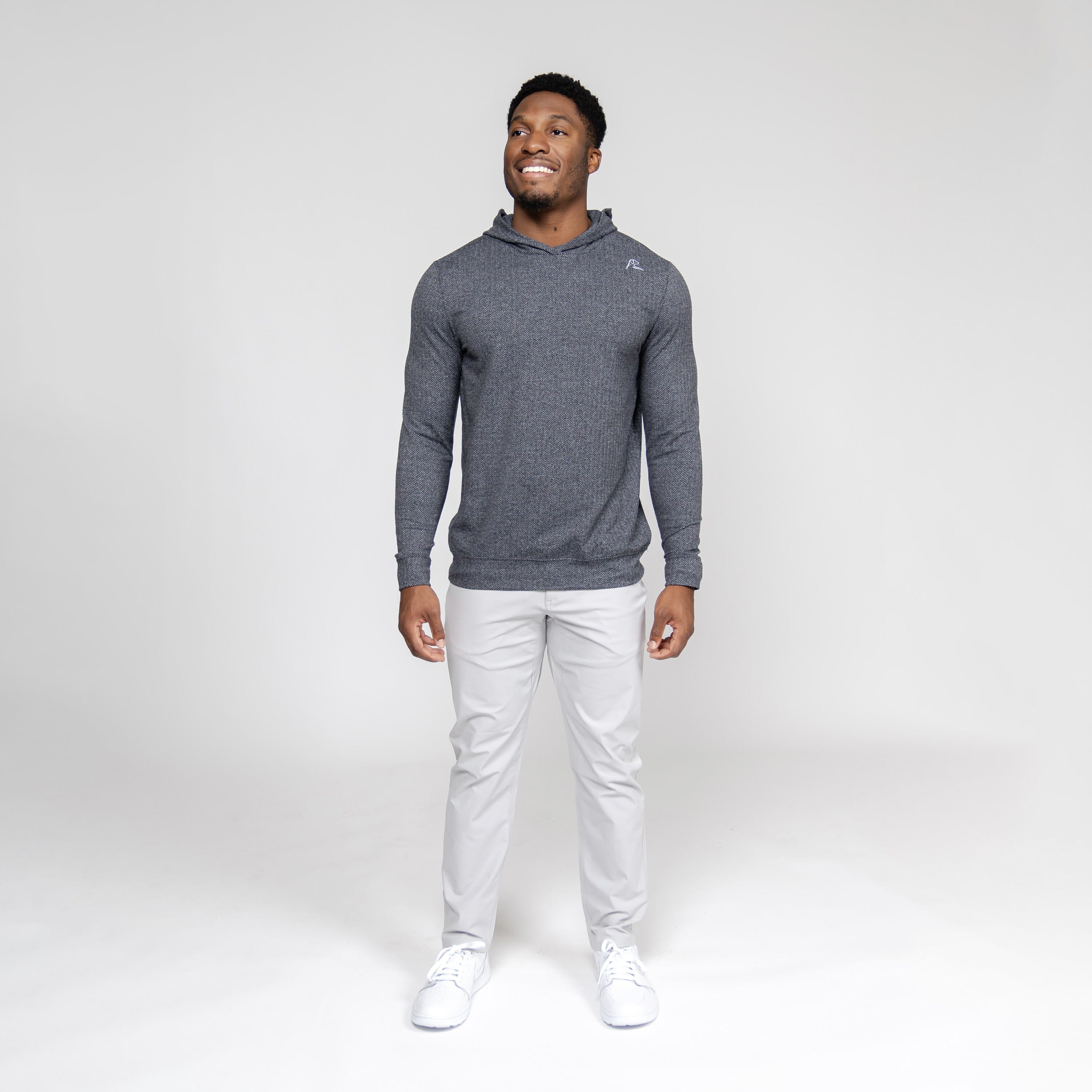 Alternative view of Hesi Performance Hoodie | Herringbone Jacquard - Black/White