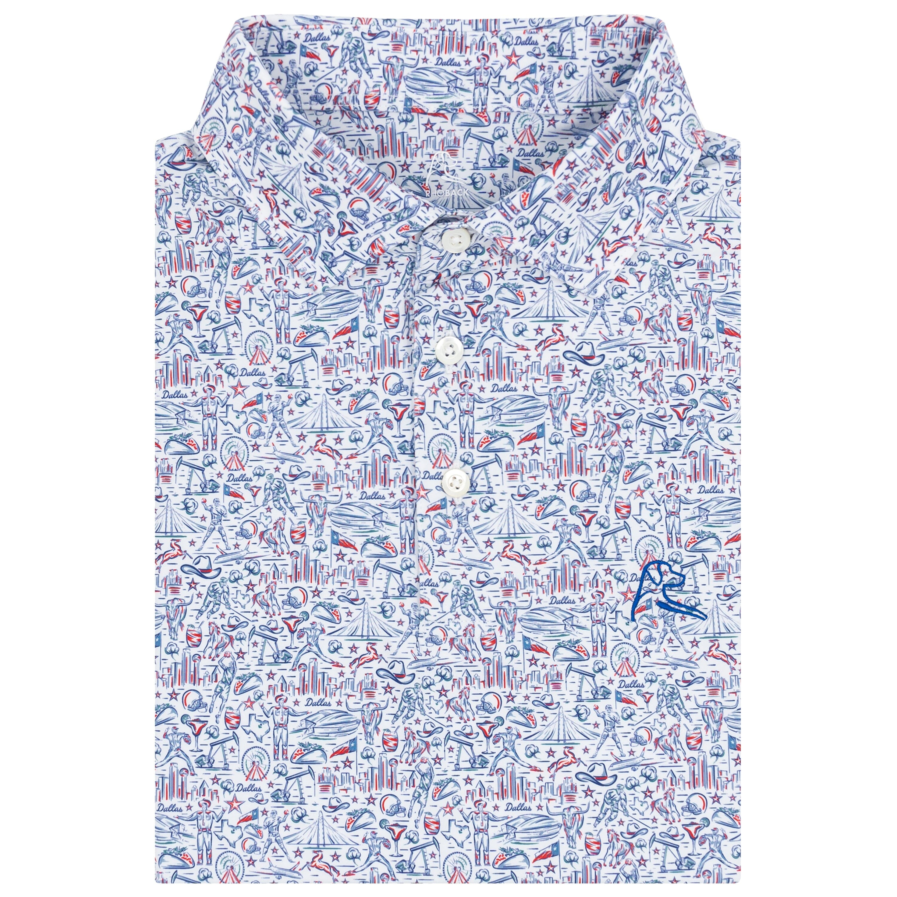 The DFW | Performance Polo | The DFW - White/Deep Blue - TX