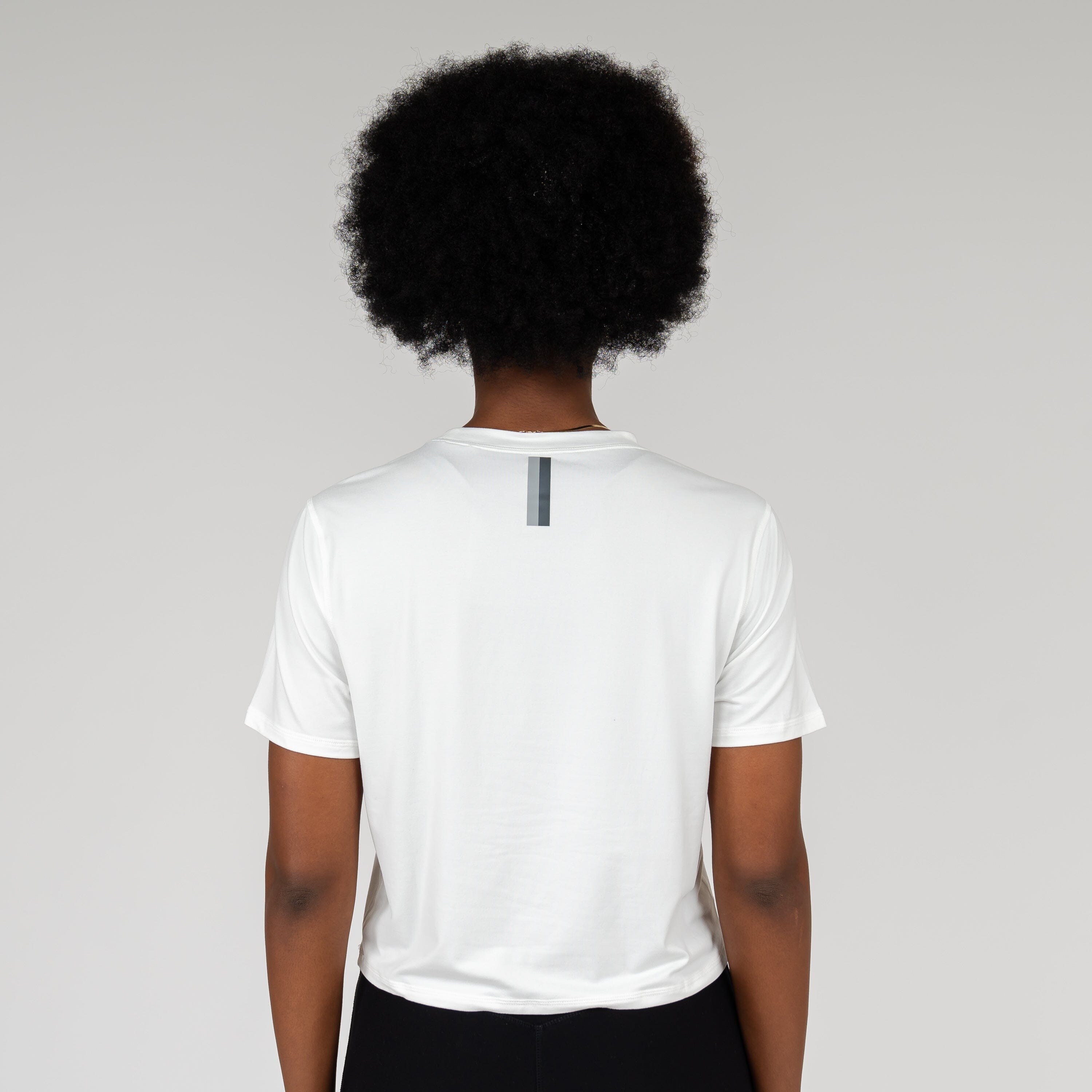 Alternative view of Drift Performance Crop Tee | Solid - White
