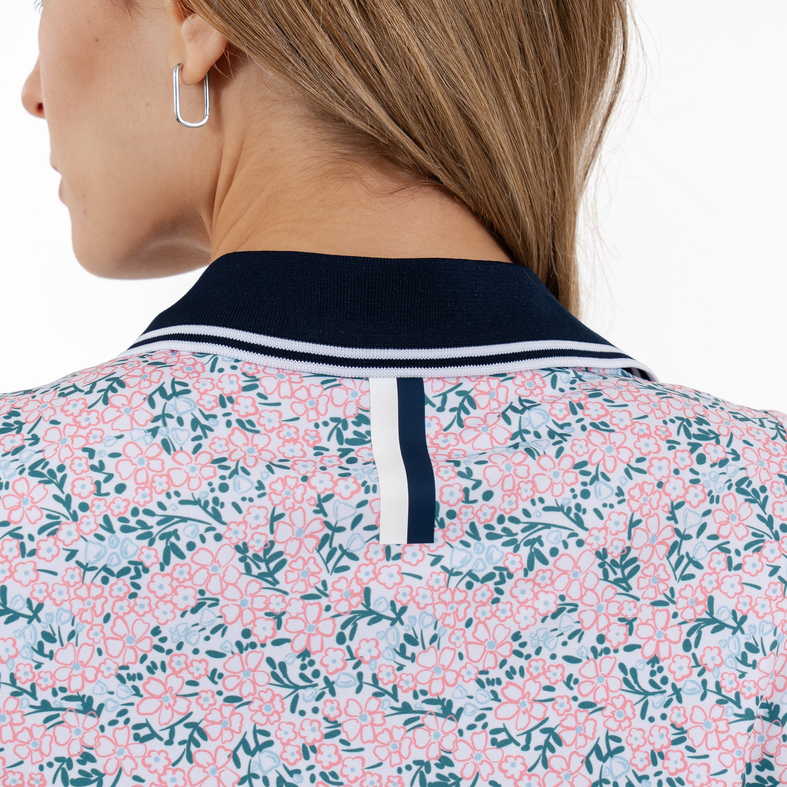 Alternative view of Brooke Sleeveless Performance Polo | The Fleur - White/Dogwood Pink