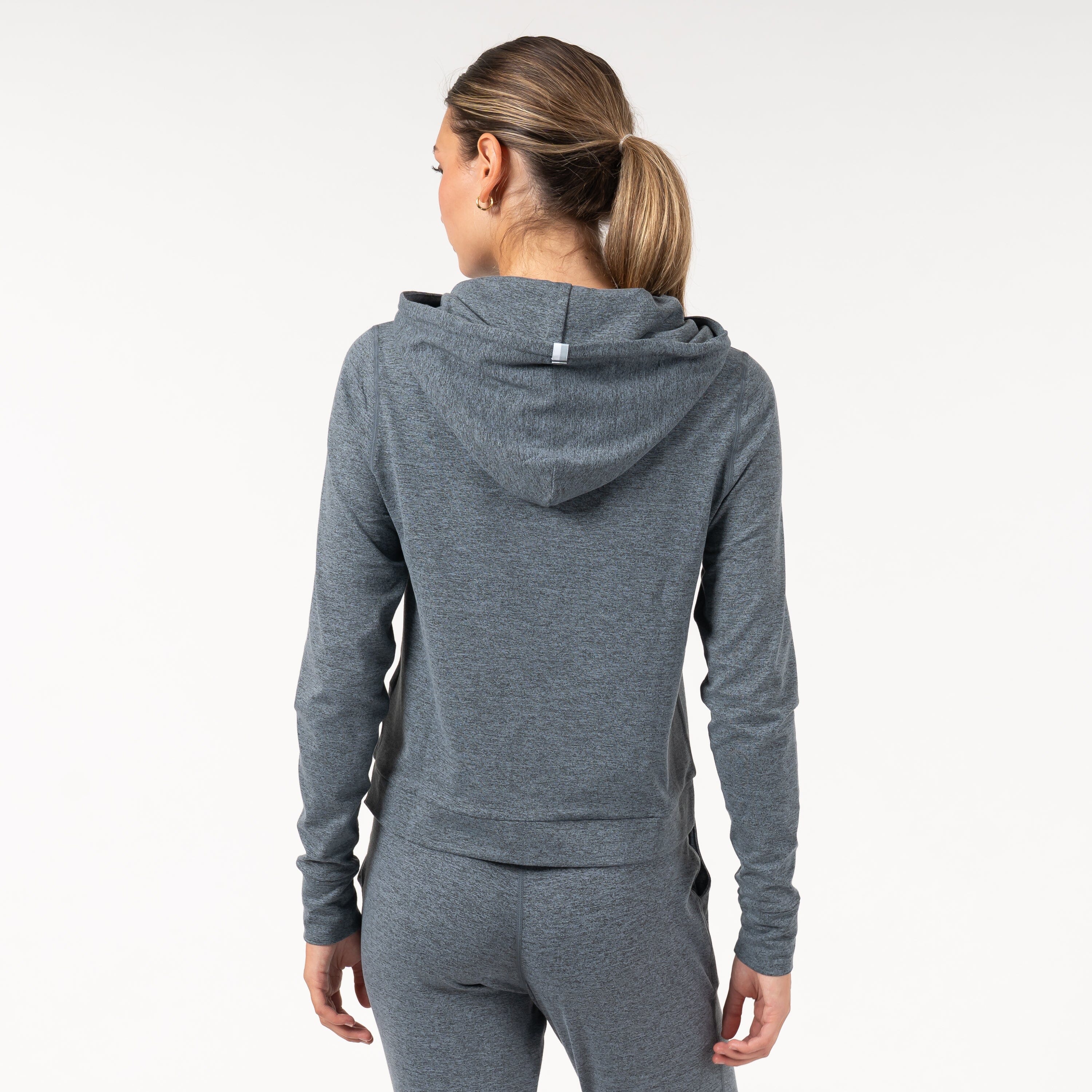 Alternative view of Tempo Performance Hoodie | Heather - Charcoal Grey/Thunder Grey