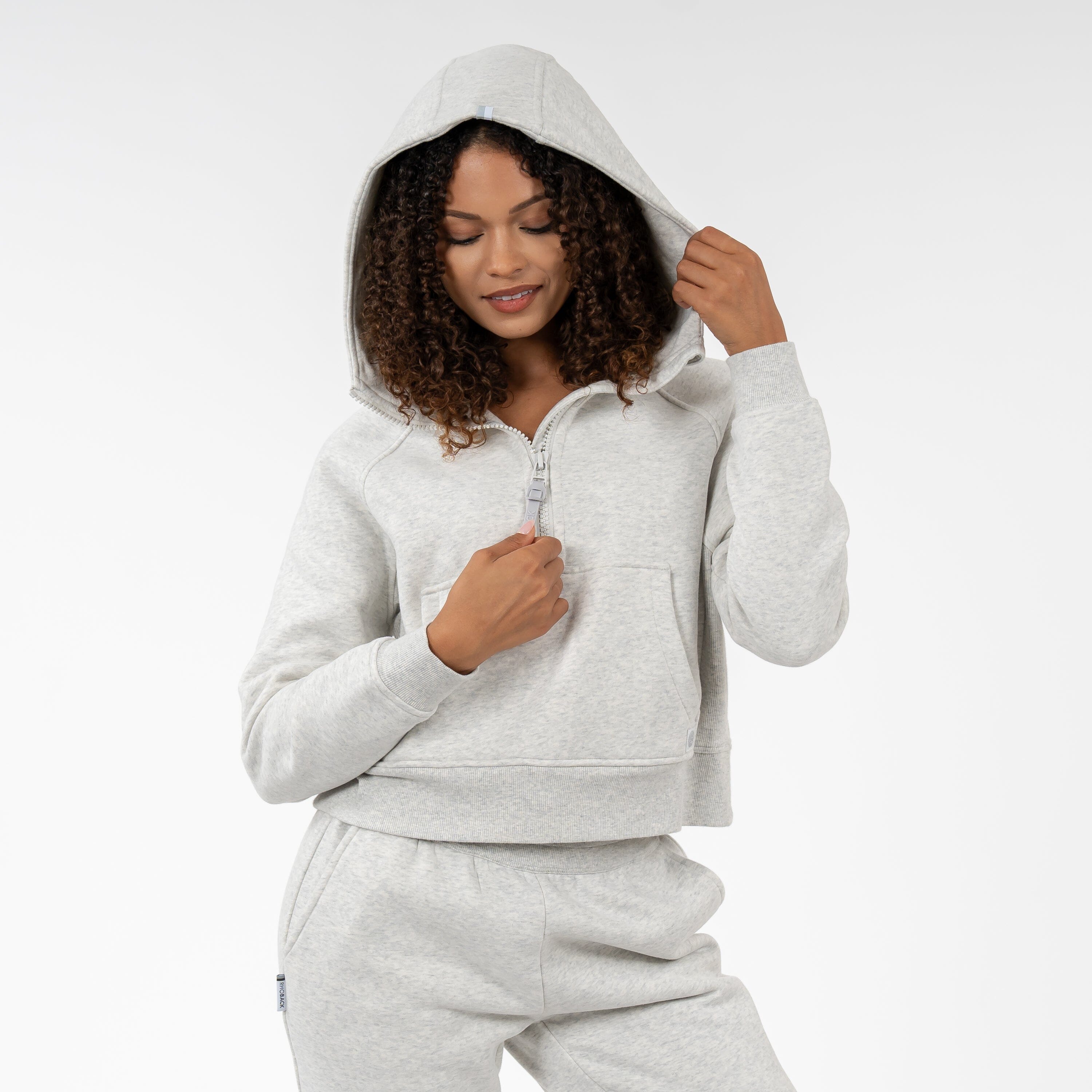 Alternative view of Clarity Half-Zip Hoodie | Heather - Ivory