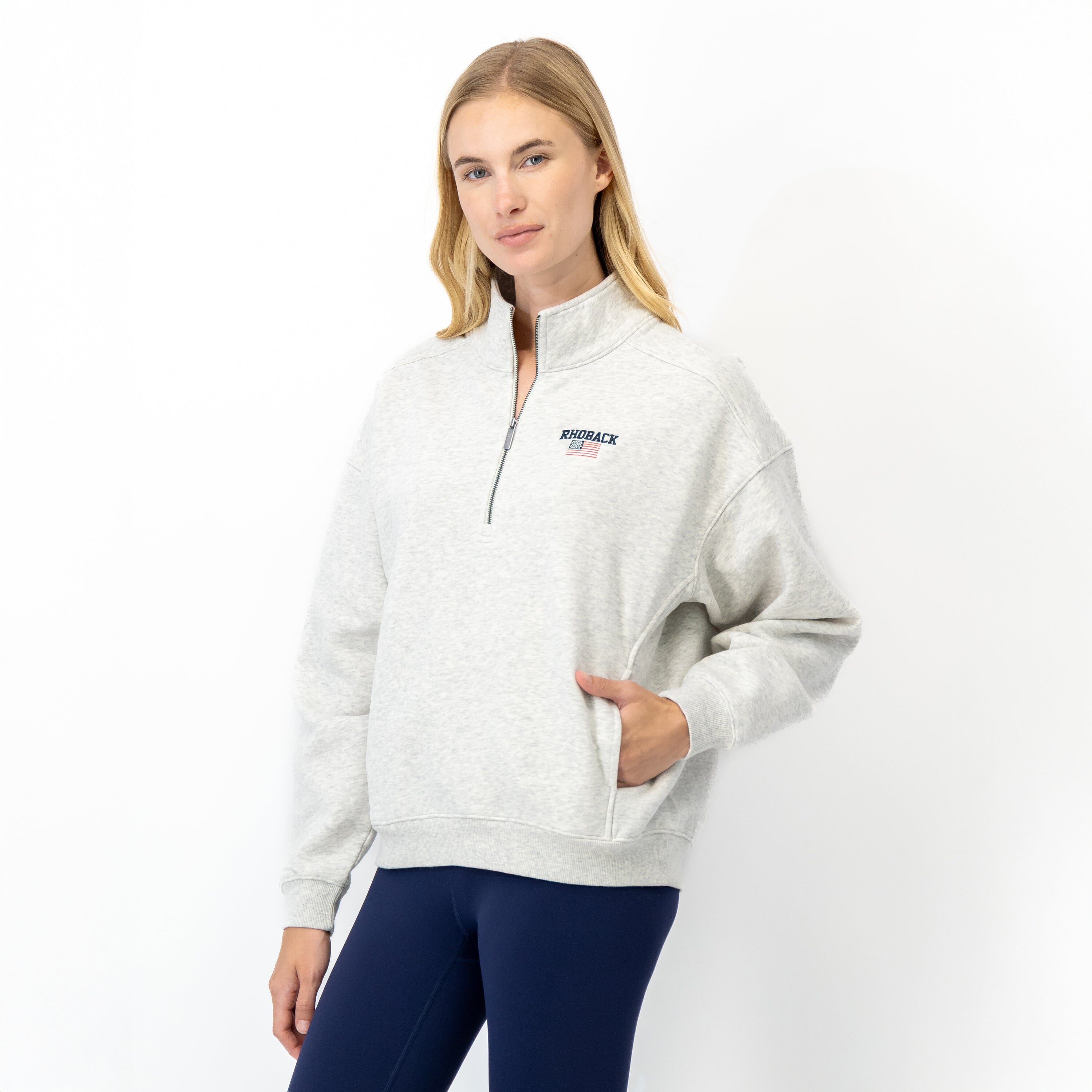 Alternative view of Serenity Half-Zip - USA | Heather - Ivory - USA