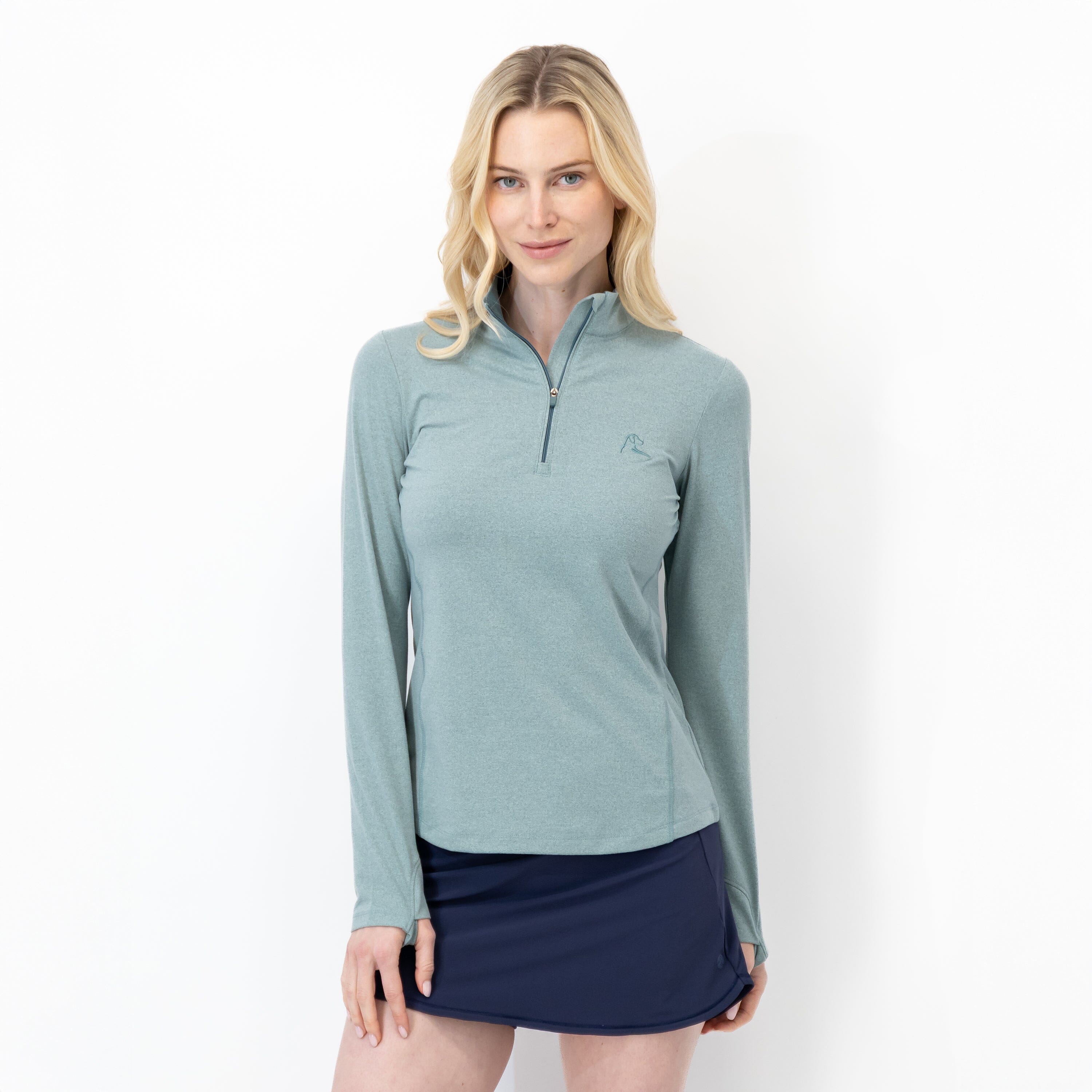Heather Performance Q-Zip | Heather - Jungle Green/Antigua Green