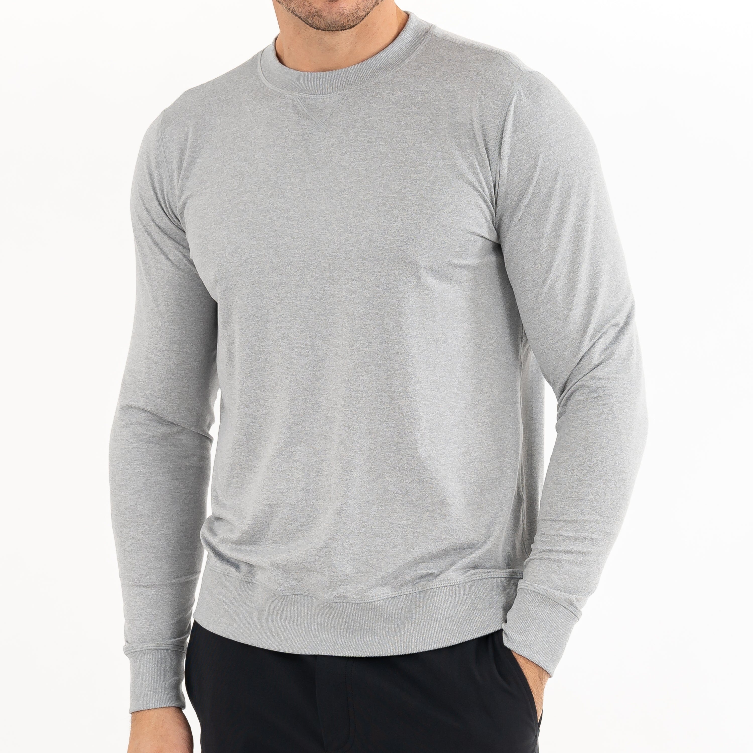 Pace Performance Crew | Heather - Stainless Steel/White