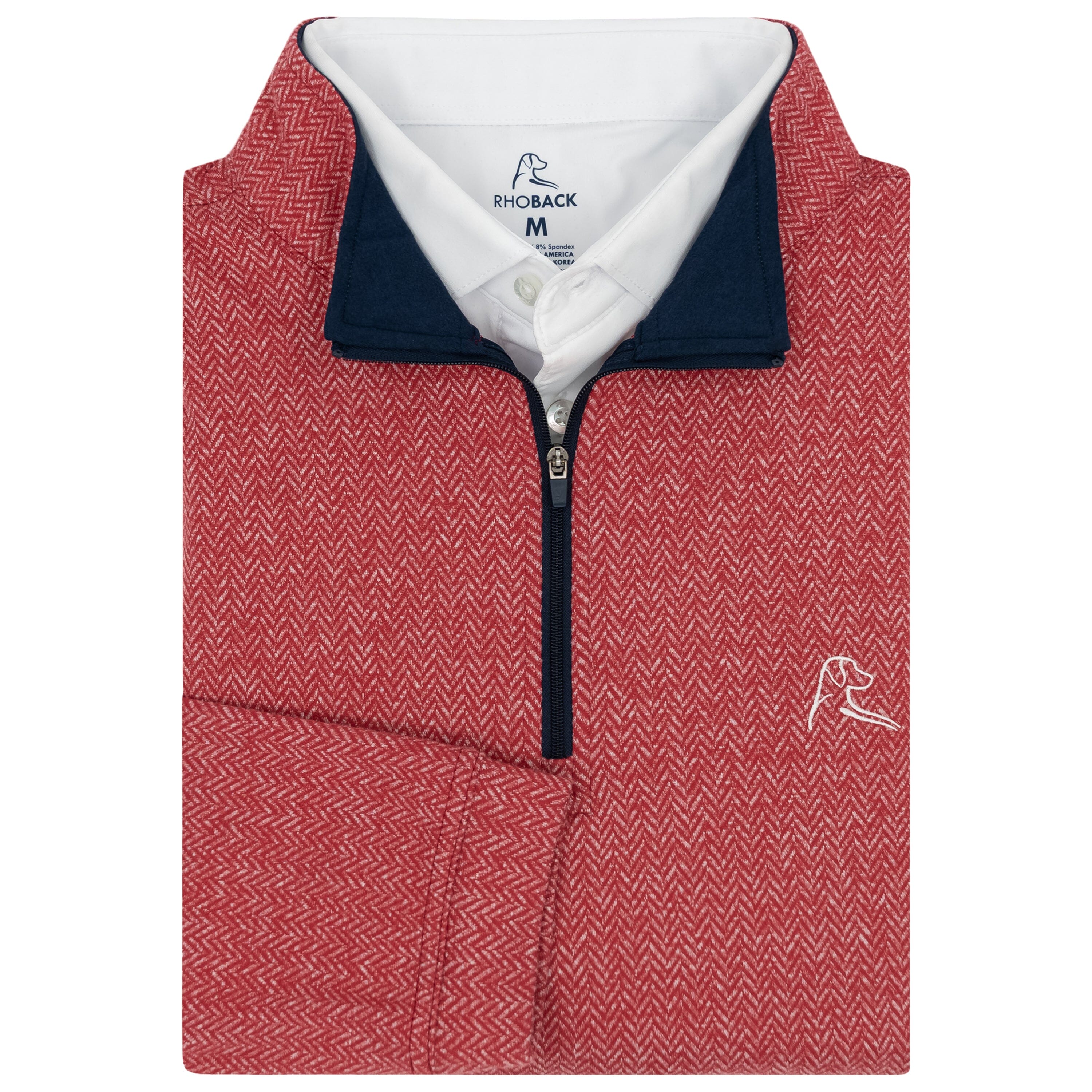 Herringbone Jacquard Performance Q-Zip | The Herringbone Jacquard - Cardinal Red/White