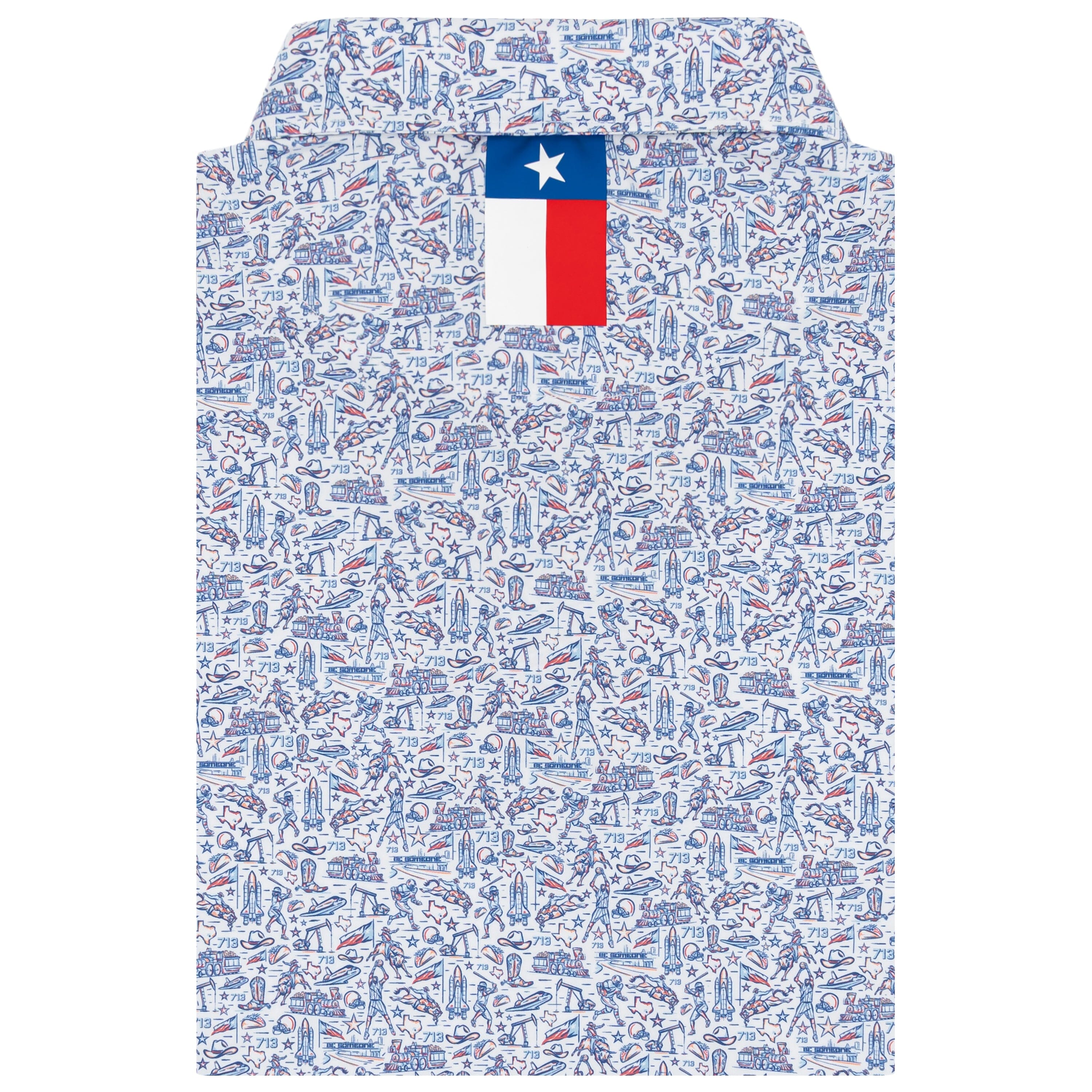Alternative view of The Houston | Performance Polo | The Houston - White/Deep Blue - TX