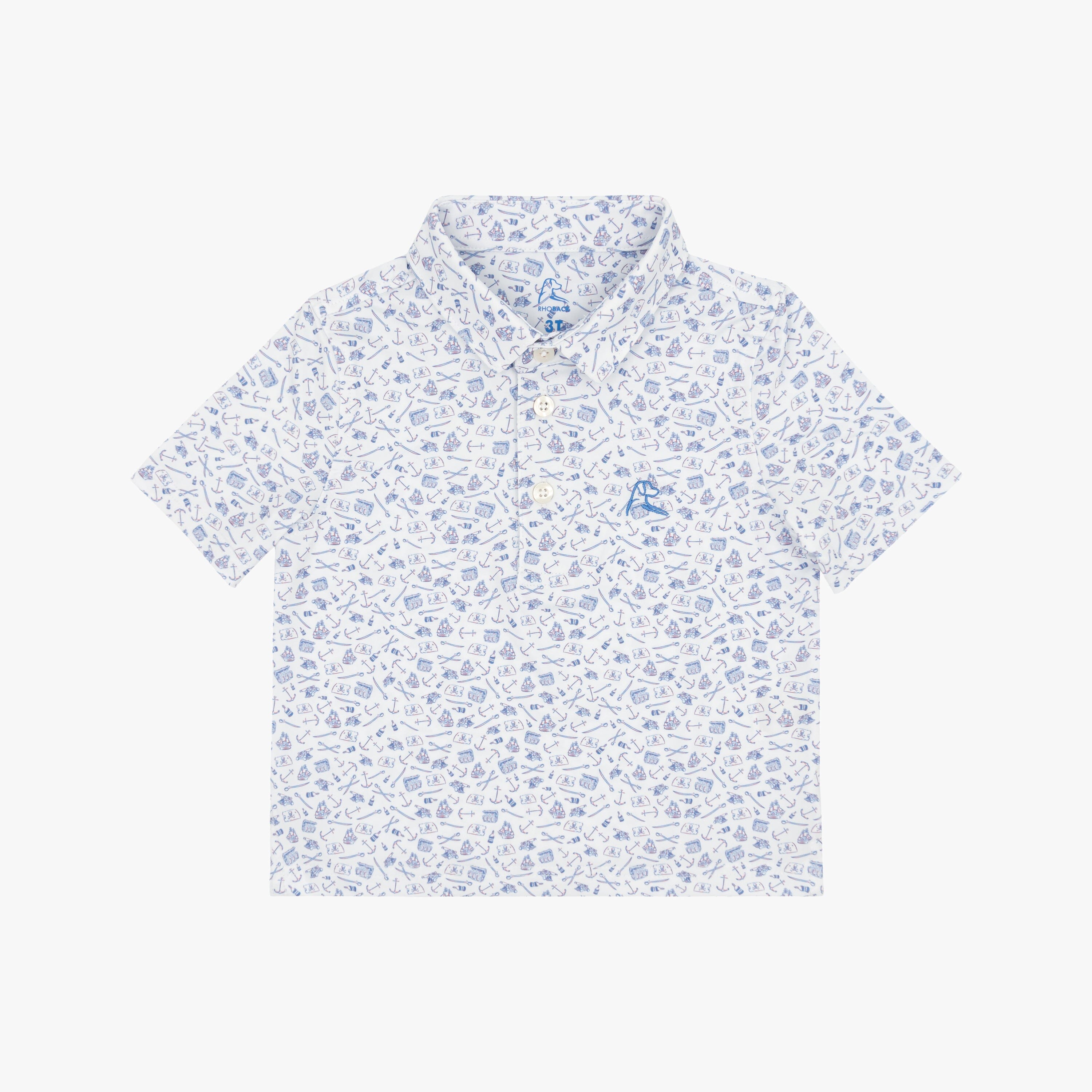 The Lil' Ahoy | Performance Polo | The Ahoy - White/Caicos Blue