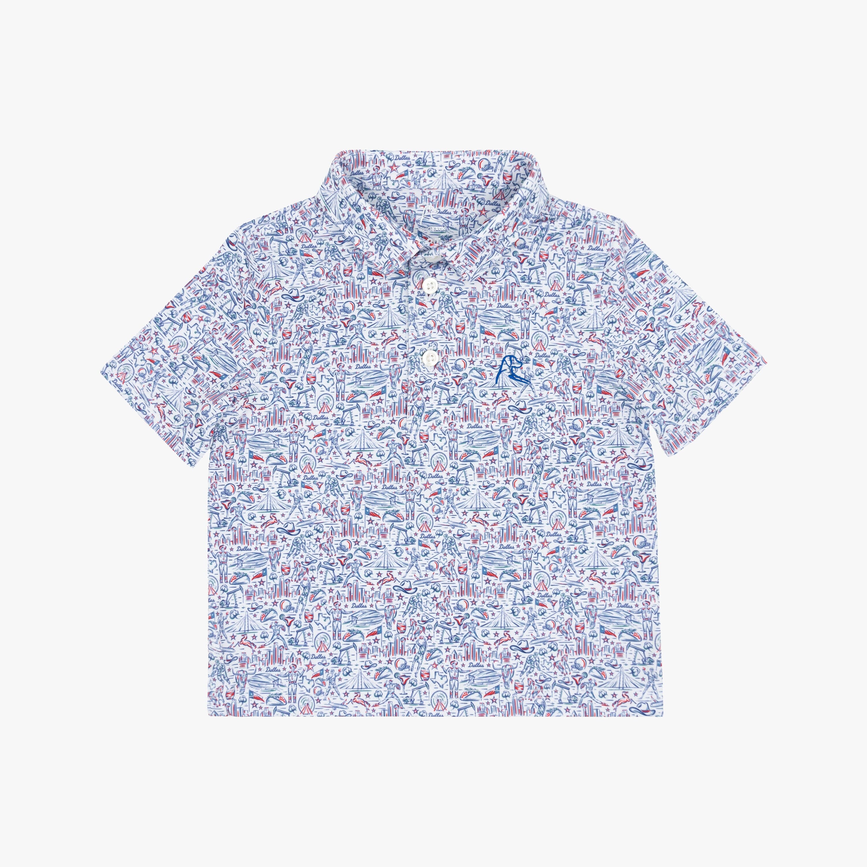 The Lil' DFW | Performance Polo | The DFW - White/Deep Blue - TX