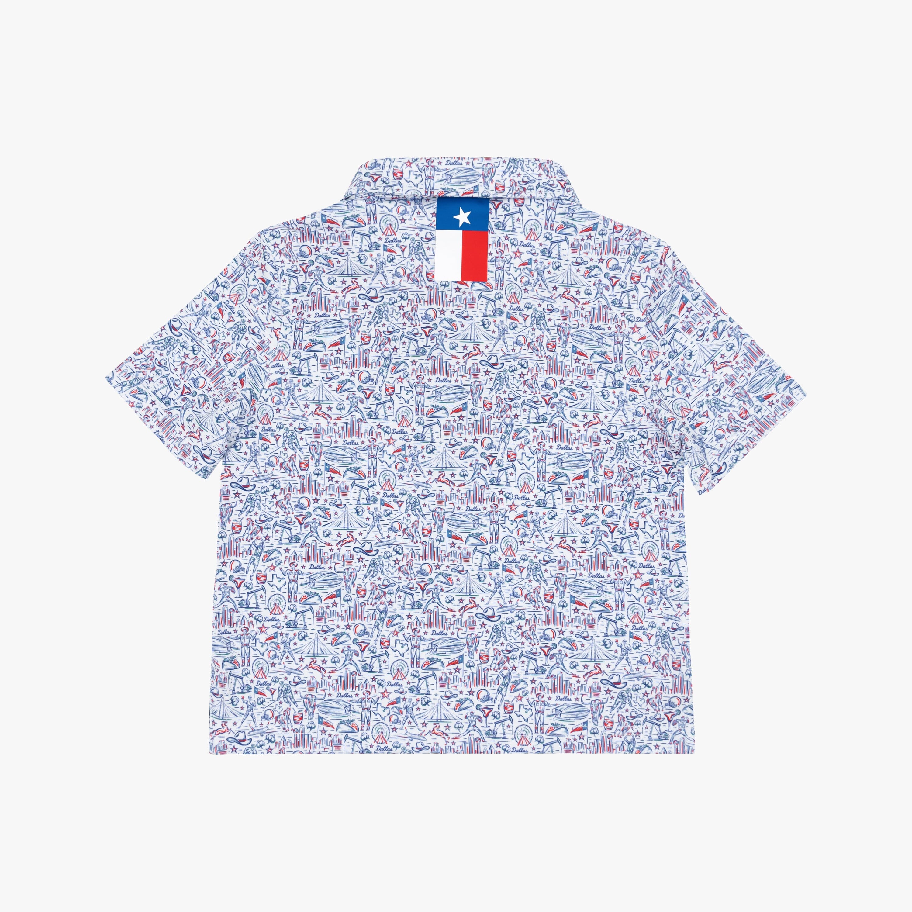 Alternative view of The Lil' DFW | Performance Polo | The DFW - White/Deep Blue - TX