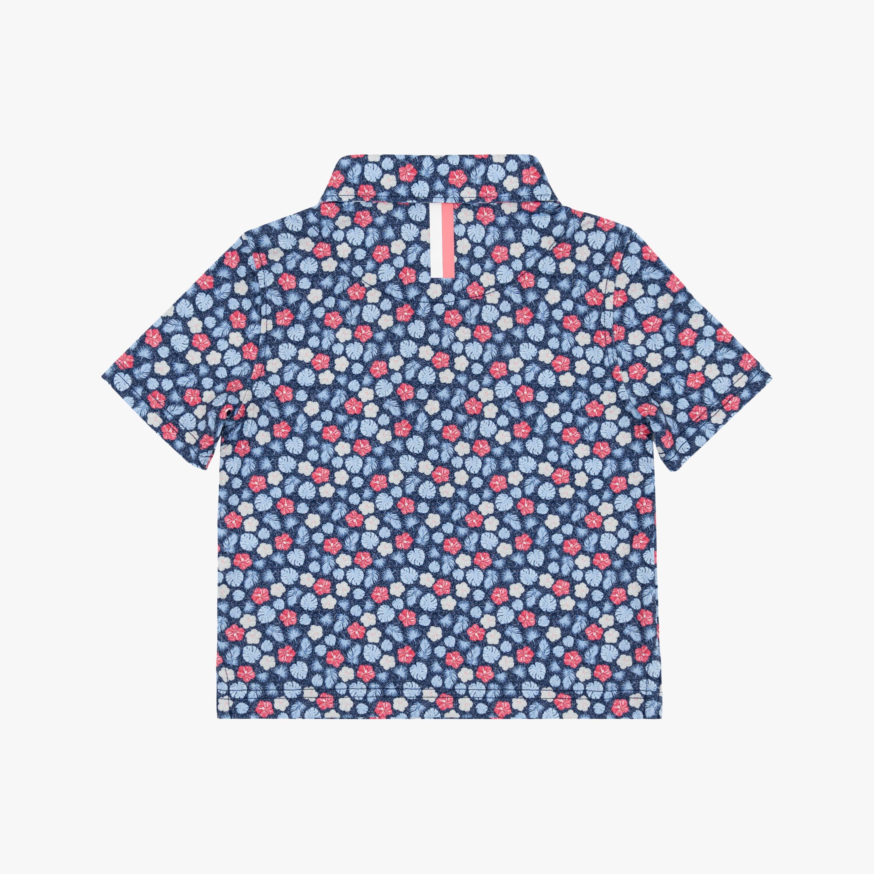 Alternative view of The Lil' Red, White & Hibiscus | Performance Polo | The Red, White & Hibiscus - Admiral Navy