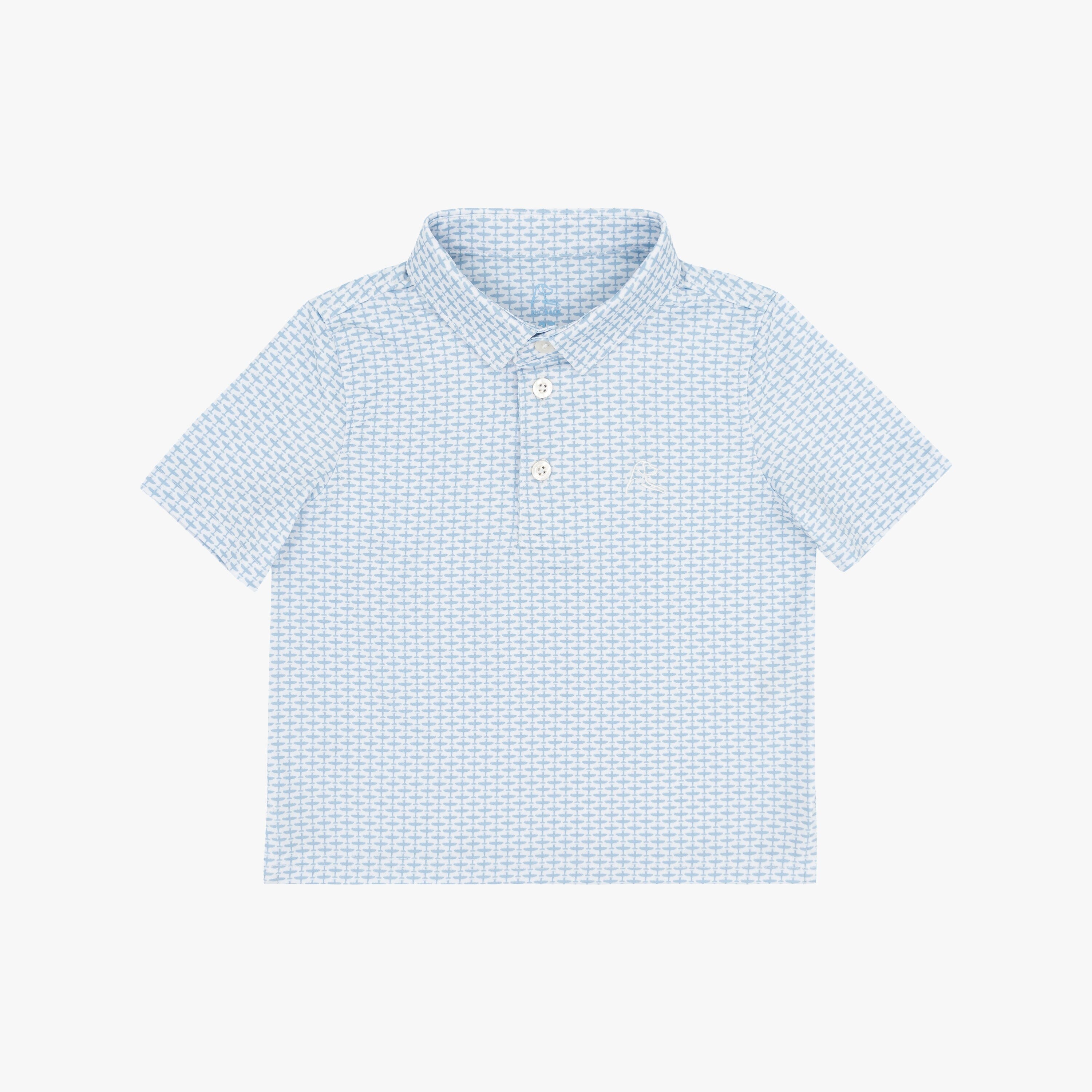 The Lil' Thunderbolt | Performance Polo | The Thunderbolt - White/Zenith Blue