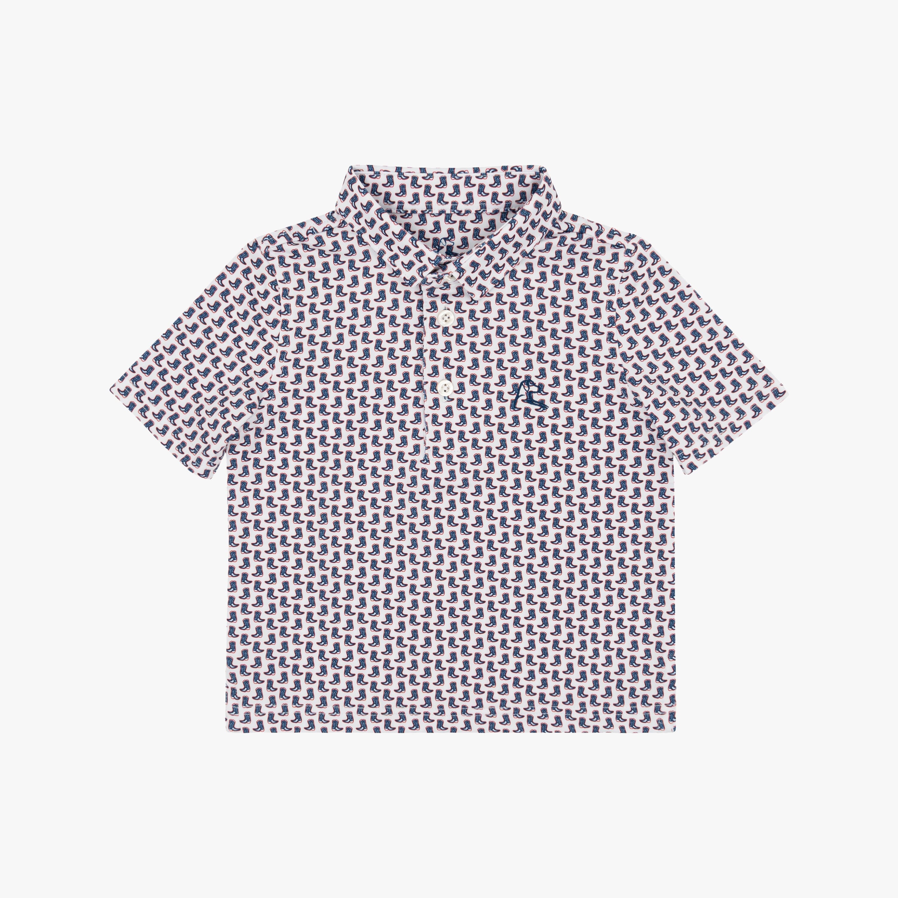 The Lil' Western | Performance Polo | The Western - White/Shoal Blue