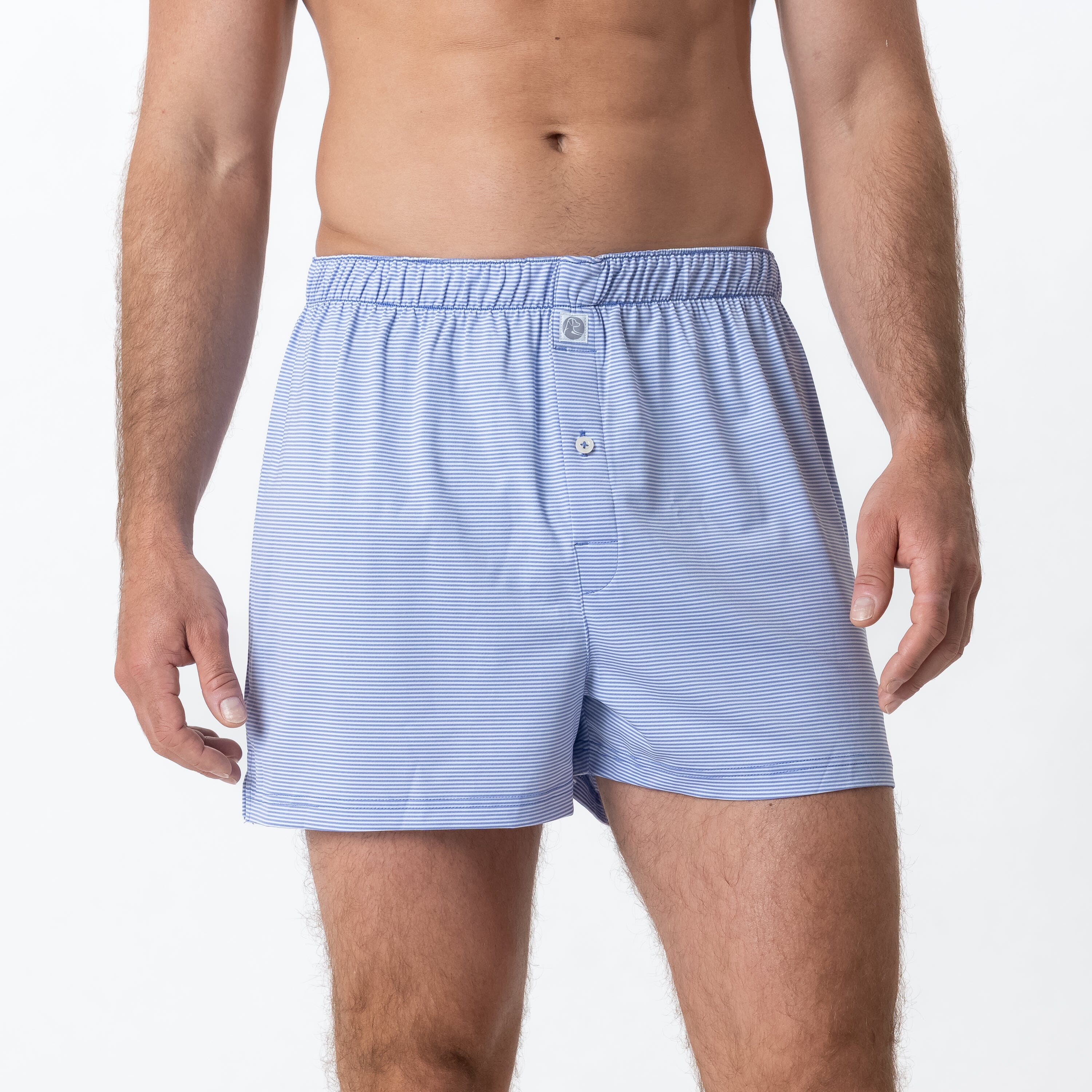 Alternative view of Breeze Performance Boxer | The Crispy Stripe - Lavender Blue/White
