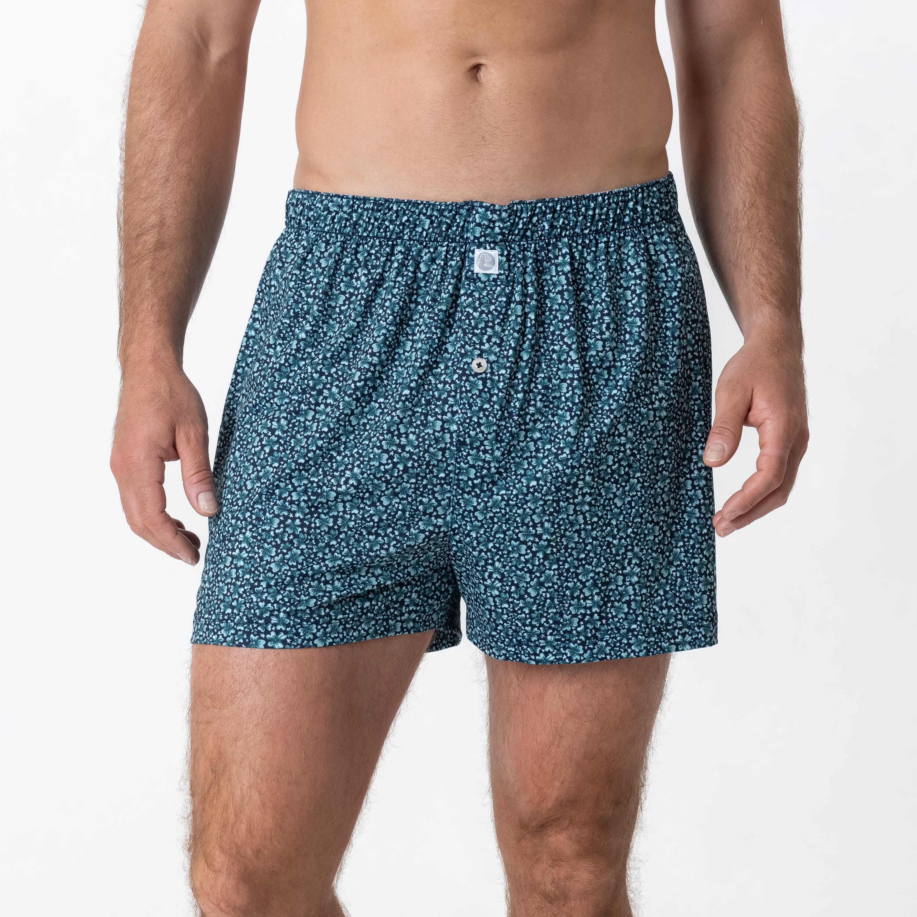 Alternative view of Breeze Performance Boxer | The Shamrock Floral - Fleet Navy/Emerald Green