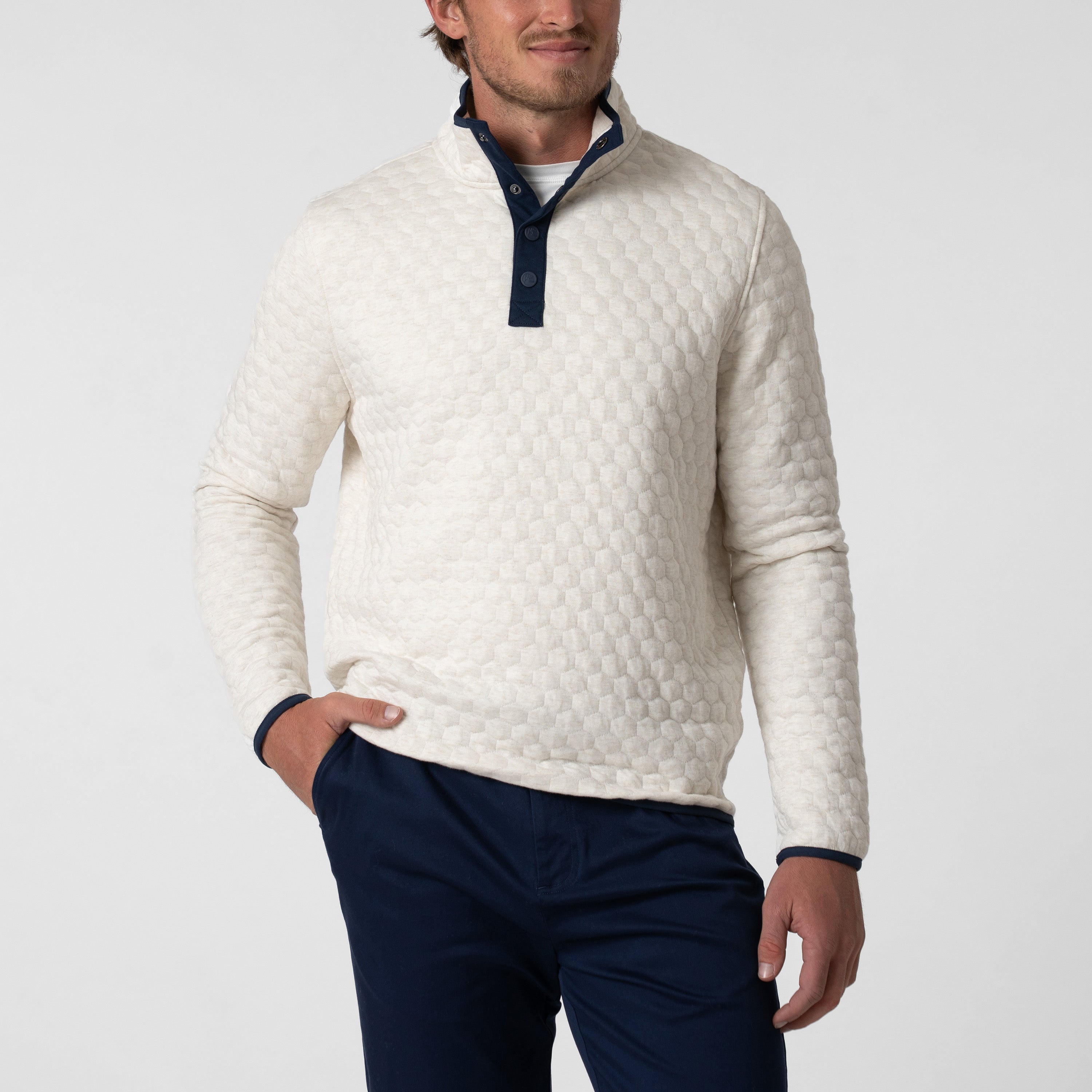 Hex Q-Snap Pullover | Heather - Ivory
