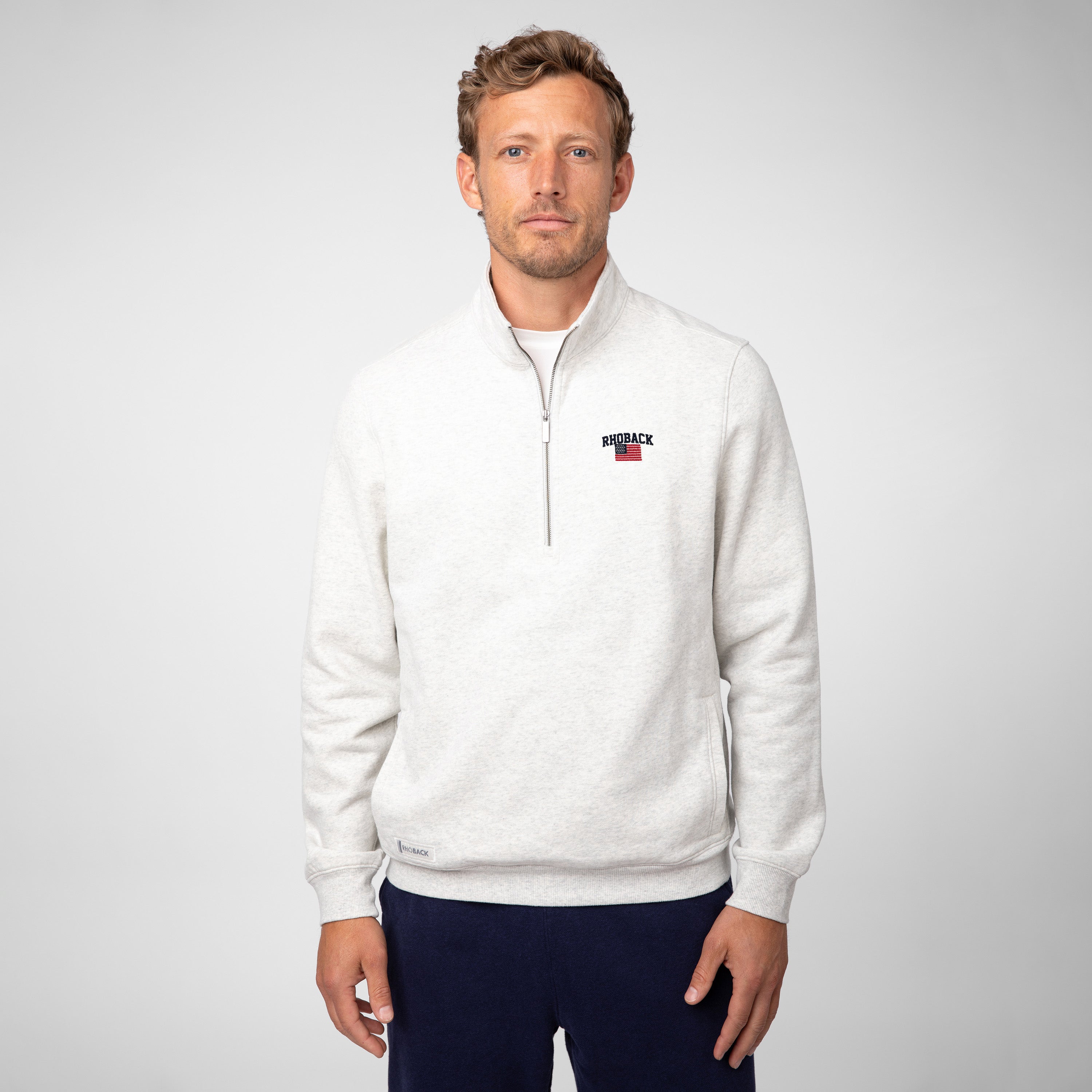 Ready Half-Zip | Heather - Ivory - RBUSA ARCH 1 NAVY