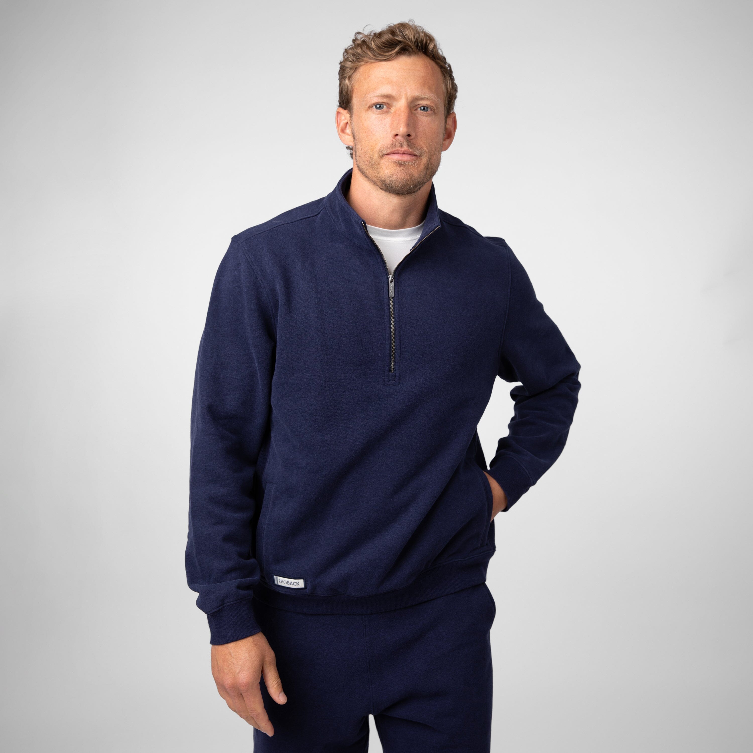 Ready Half-Zip | Heather - Indigo Blue