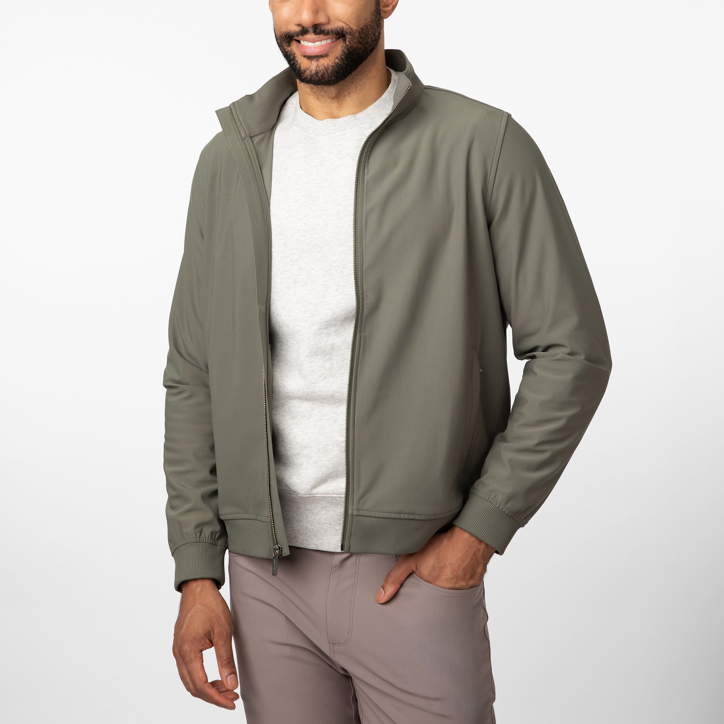 Alternative view of Delta Bomber Jacket | Solid - Moss Green
