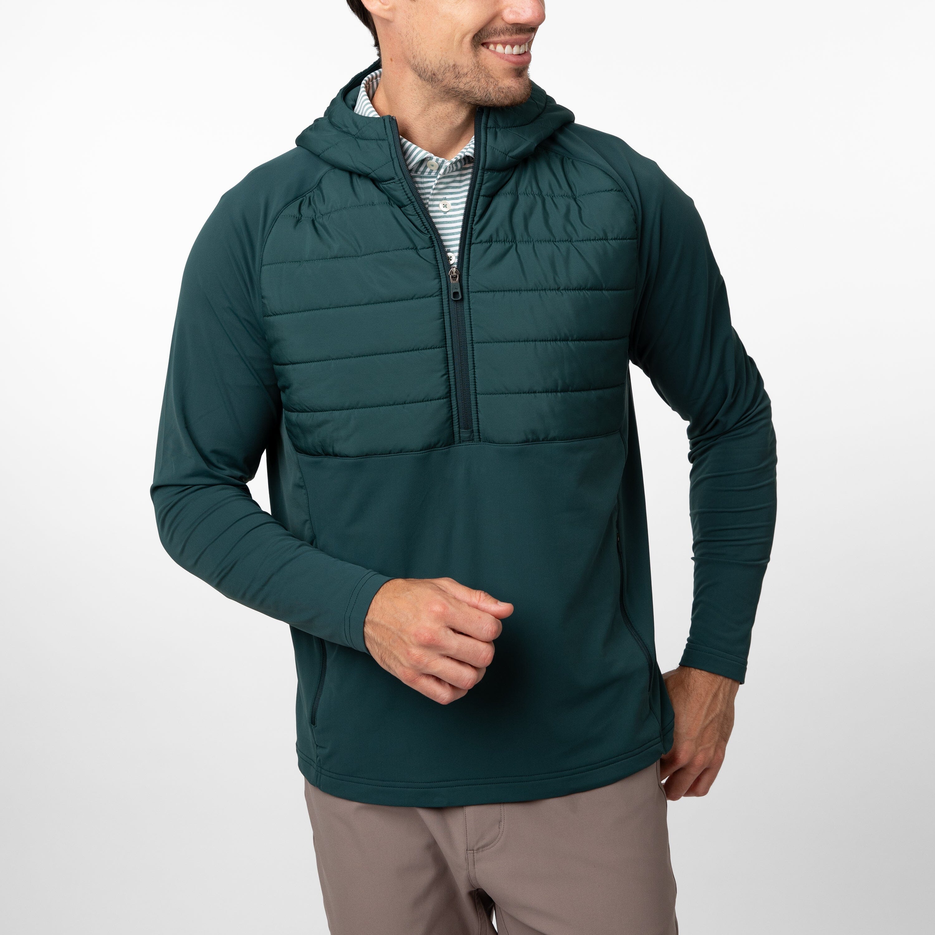 Fulton Hybrid Half-Zip Hoodie | Solid - Ponderosa Green