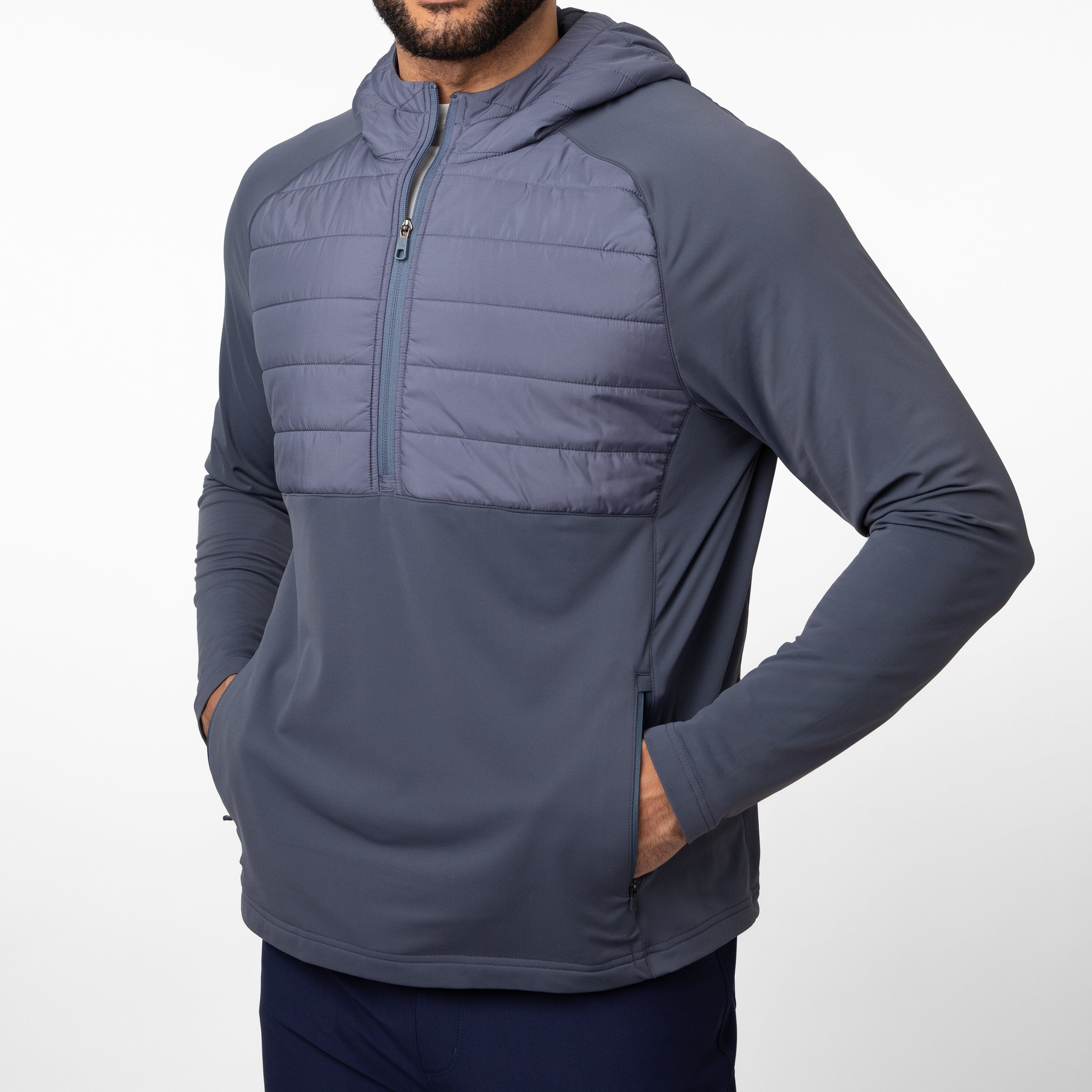 Fulton Hybrid Half-Zip Hoodie | Colorblock - Postgame Grey/Everest Grey