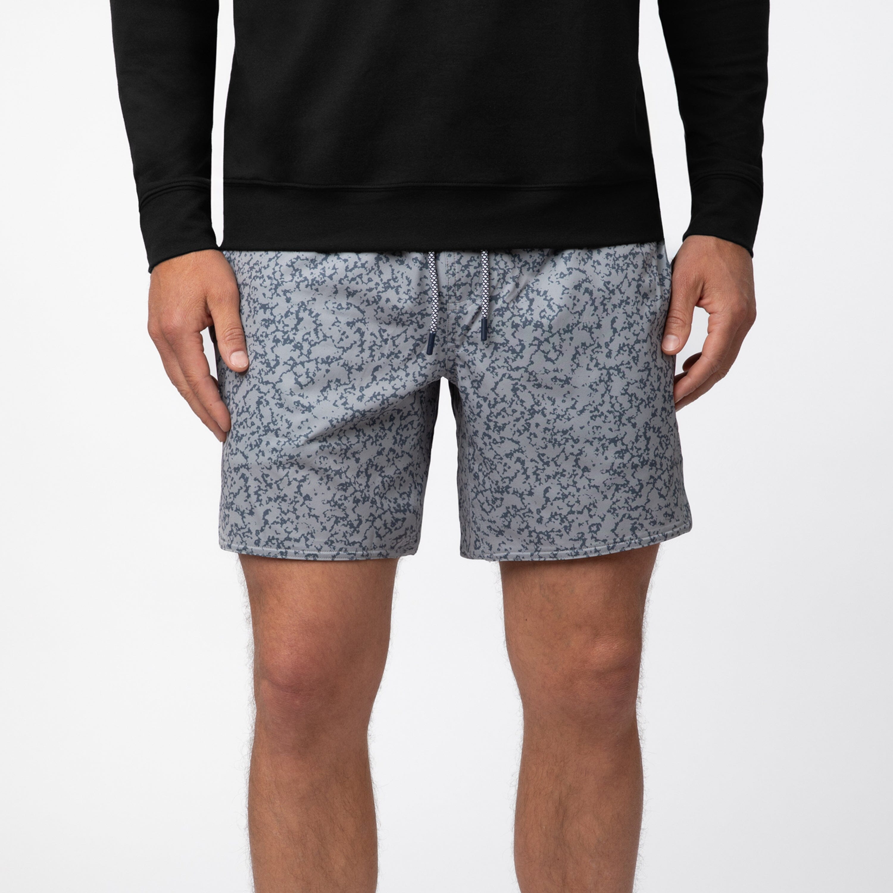 Grit Gym Short - 7" | The Granite Camo - Stainless Steel/Everest Grey