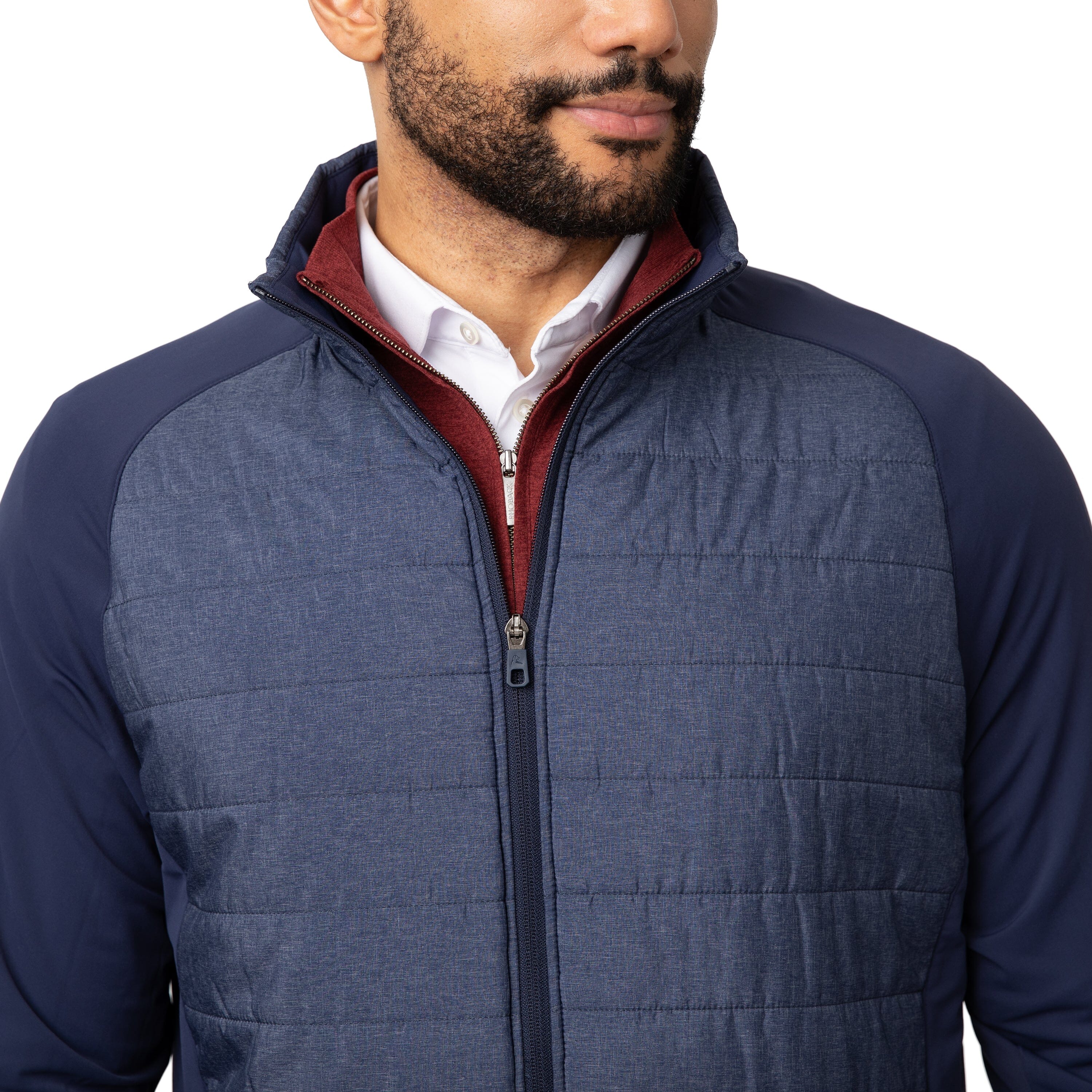 Alternative view of Fulton Hybrid Jacket | Heather - Fleet Navy/White