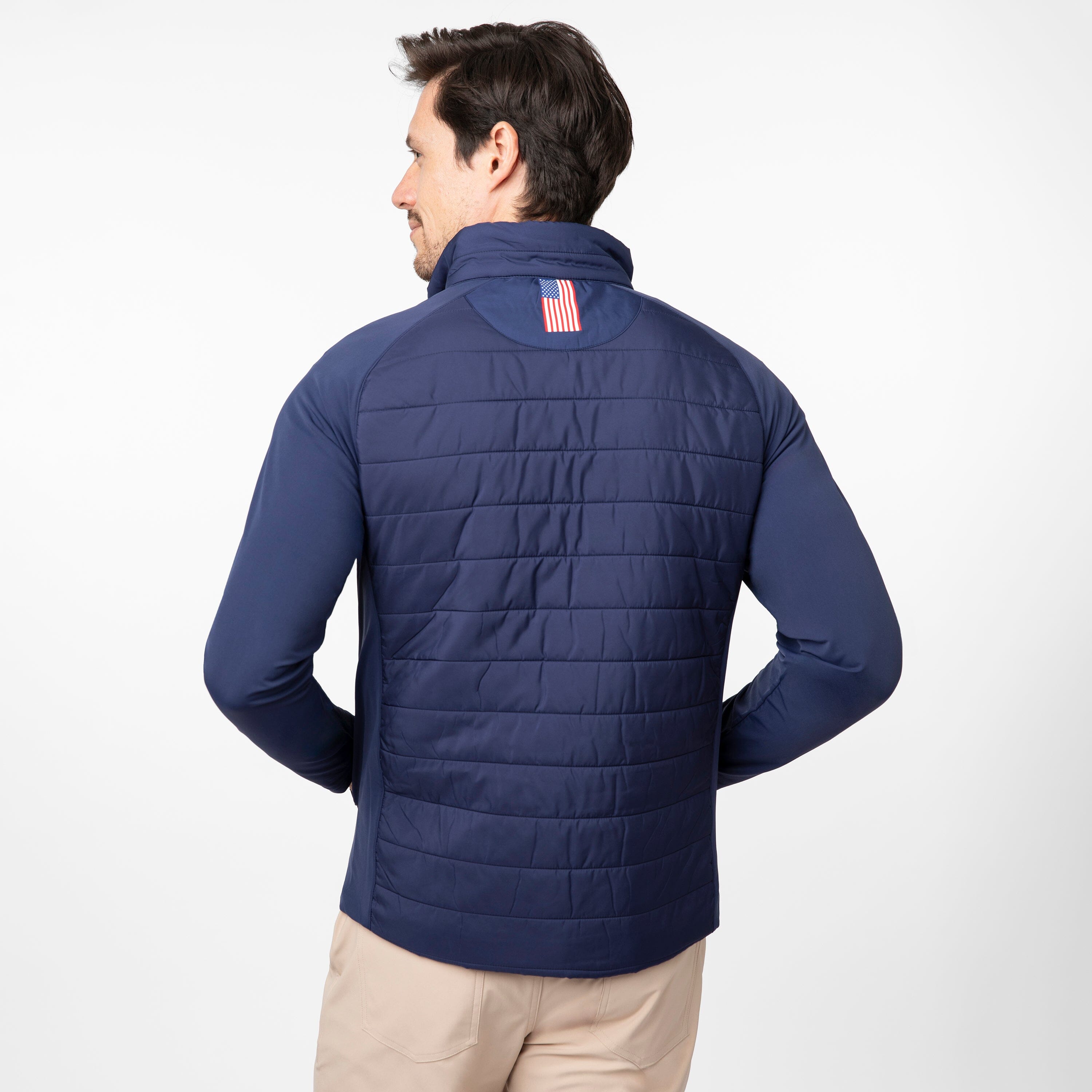 Alternative view of Fulton Hybrid Jacket | Colorblock - Fleet Navy/Cardinal Red - USA