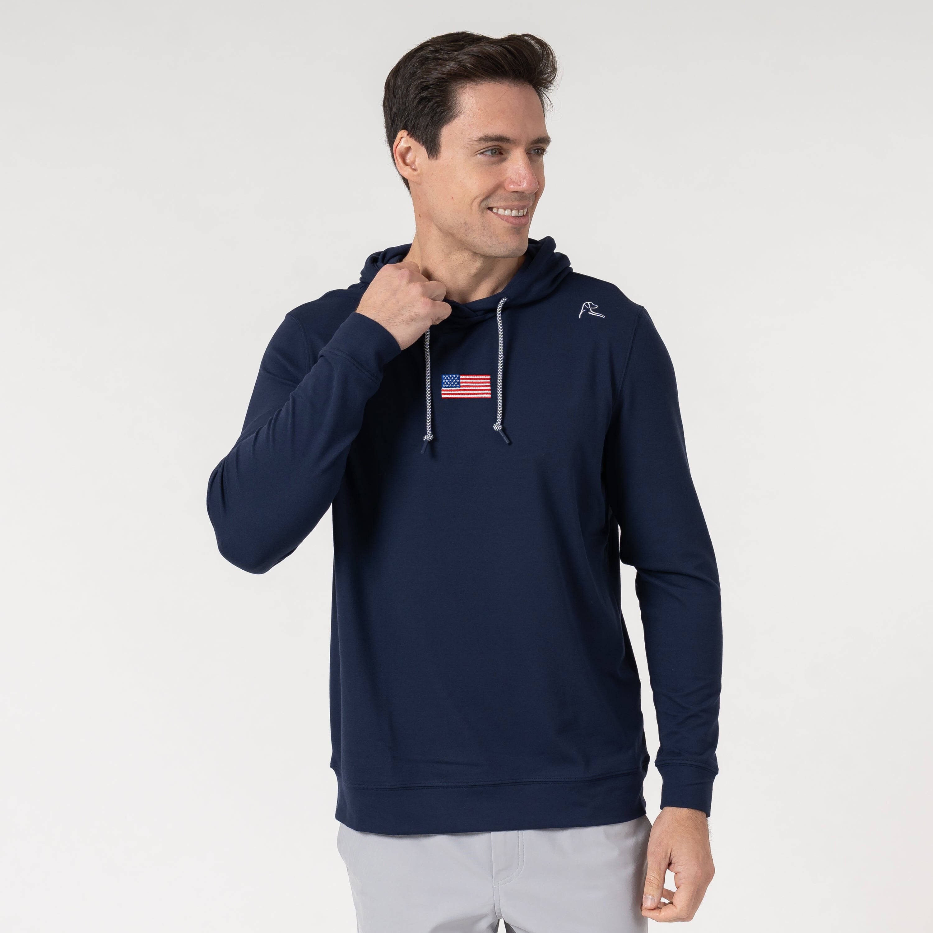 Alternative view of Hesi Performance Hoodie | Solid - Fleet Navy USA - USA 4 RED
