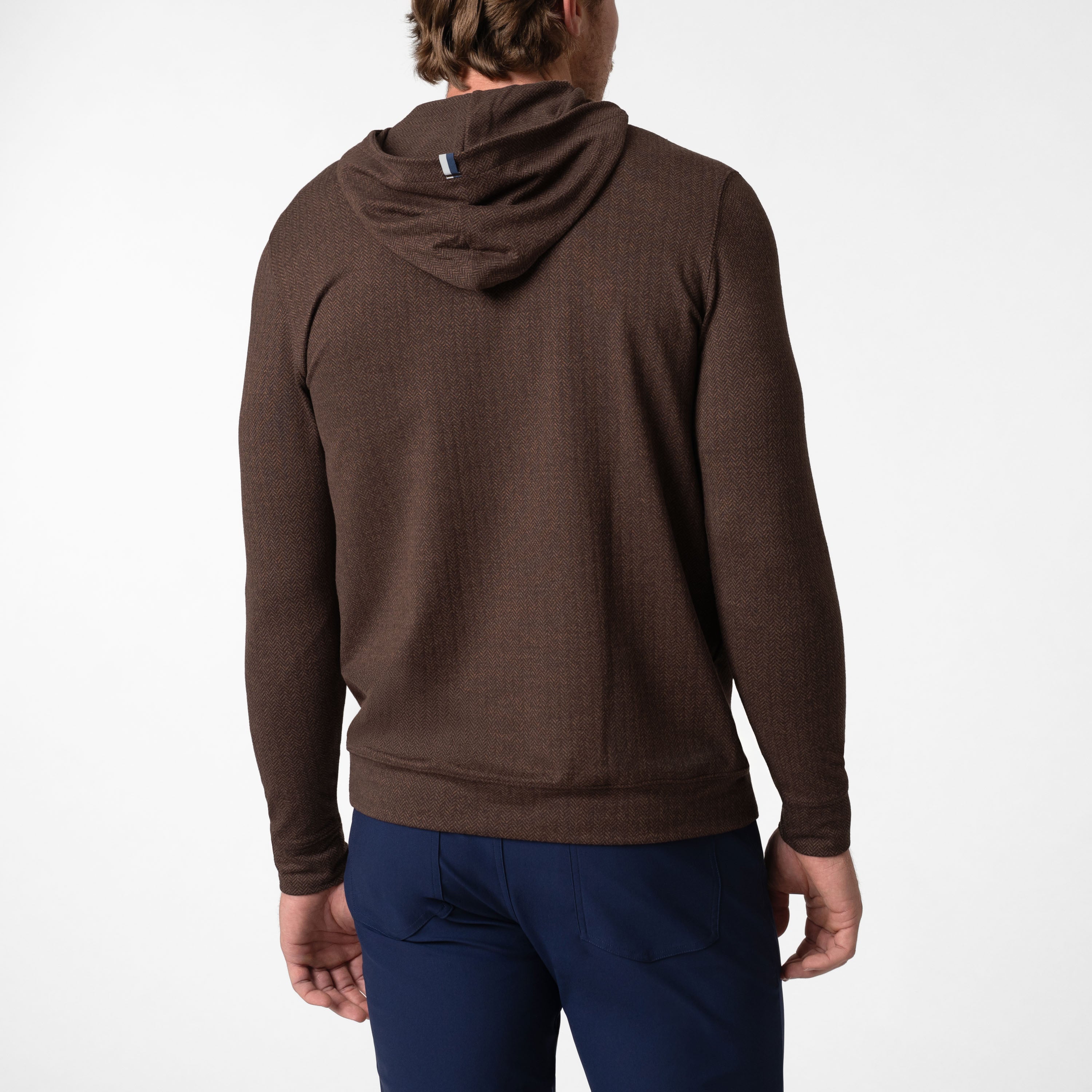 Alternative view of Hesi Performance Hoodie | The Herringbone Jacquard - Sepia/Cocoa