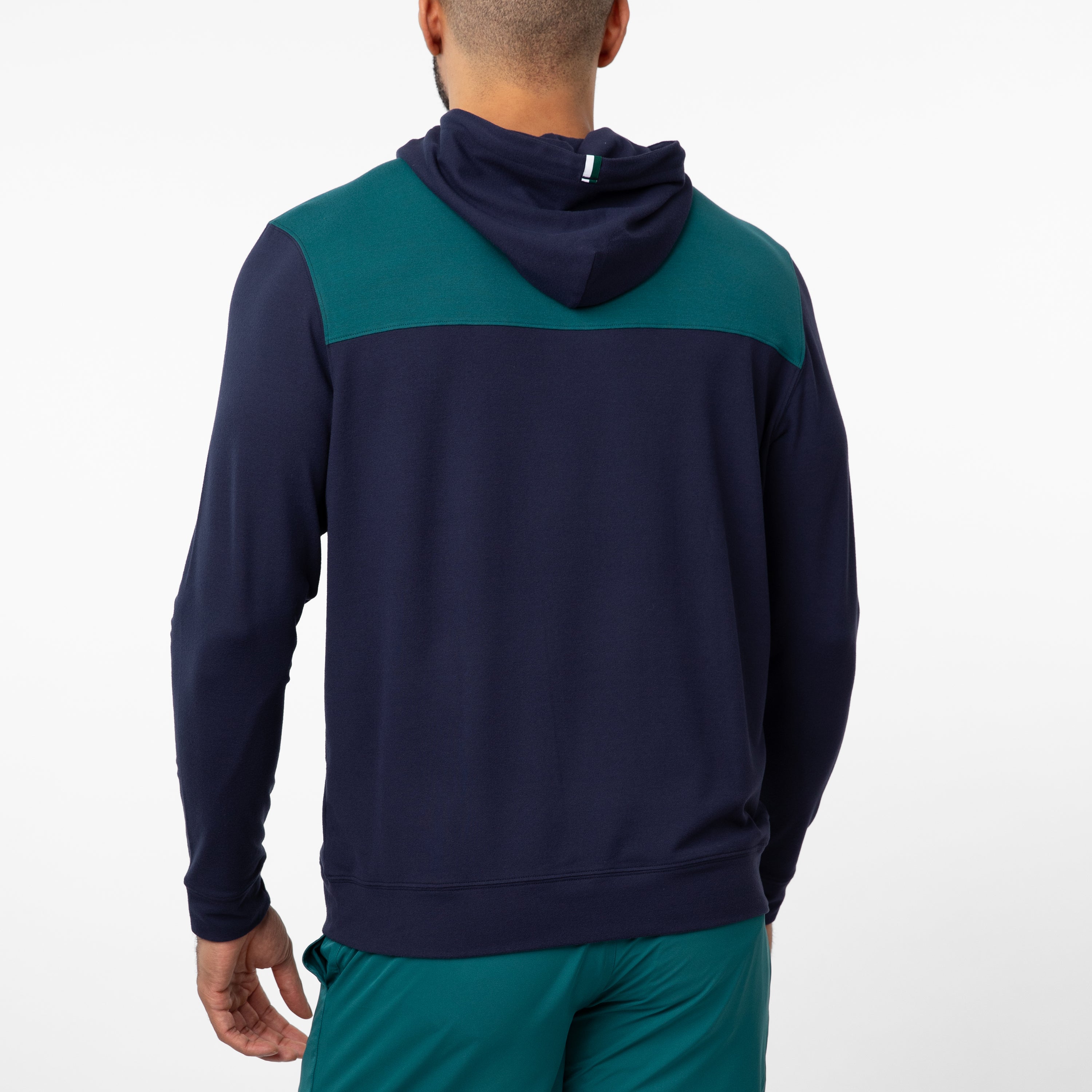 Alternative view of Hesi Performance Hoodie | Colorblock - Fleet Navy/Midnight Green