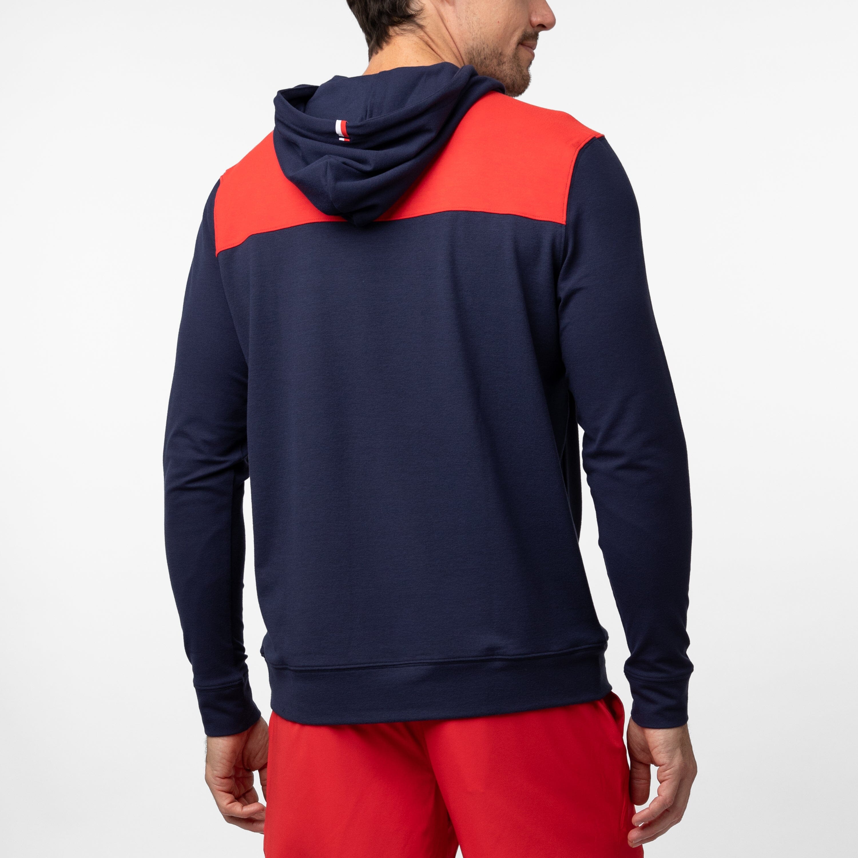 Alternative view of Hesi Performance Hoodie | Colorblock - Fleet Navy/Poinsettia Red