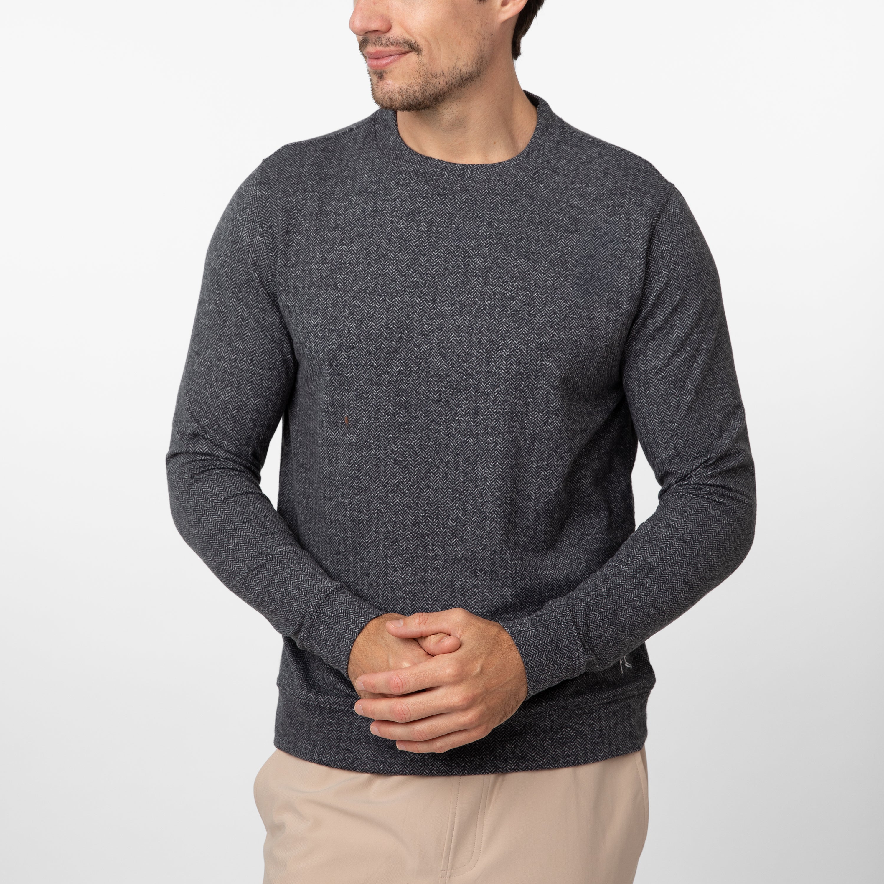Herringbone Performance Crew | The Herringbone Jacquard - Black/White