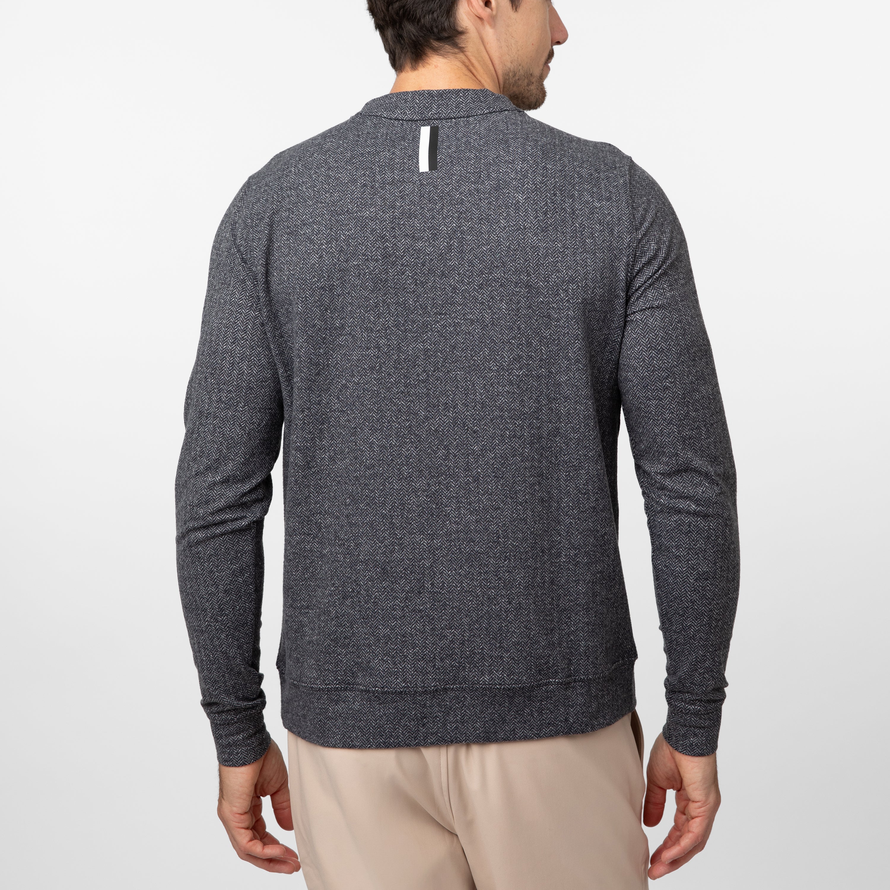 Alternative view of Herringbone Performance Crew | The Herringbone Jacquard - Black/White