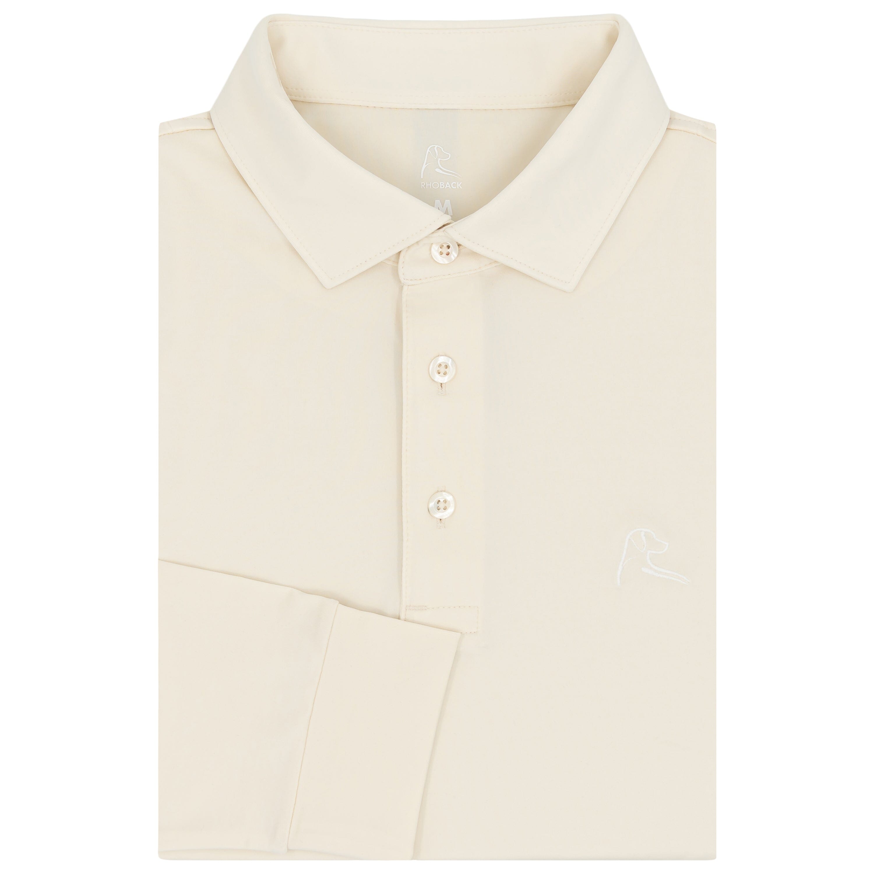 Heather | Long Sleeve Performance Polo | Heather - Ivory/Parchment White