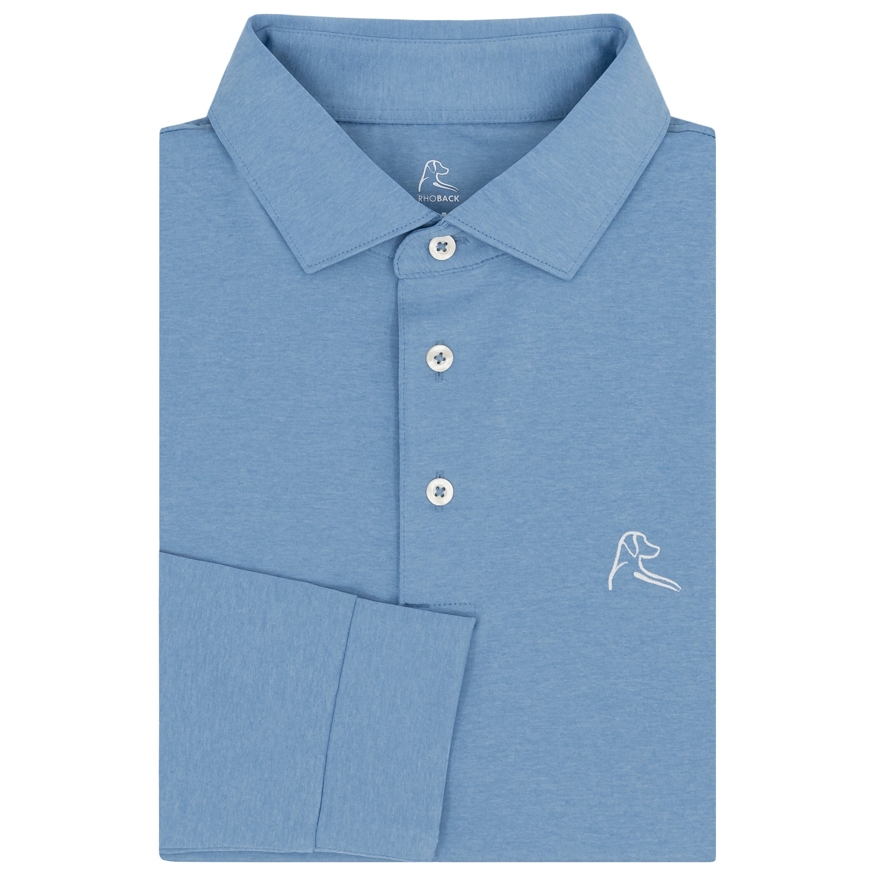 Heather | Long Sleeve Performance Polo | Heather - Potomac Blue/Baby Blue
