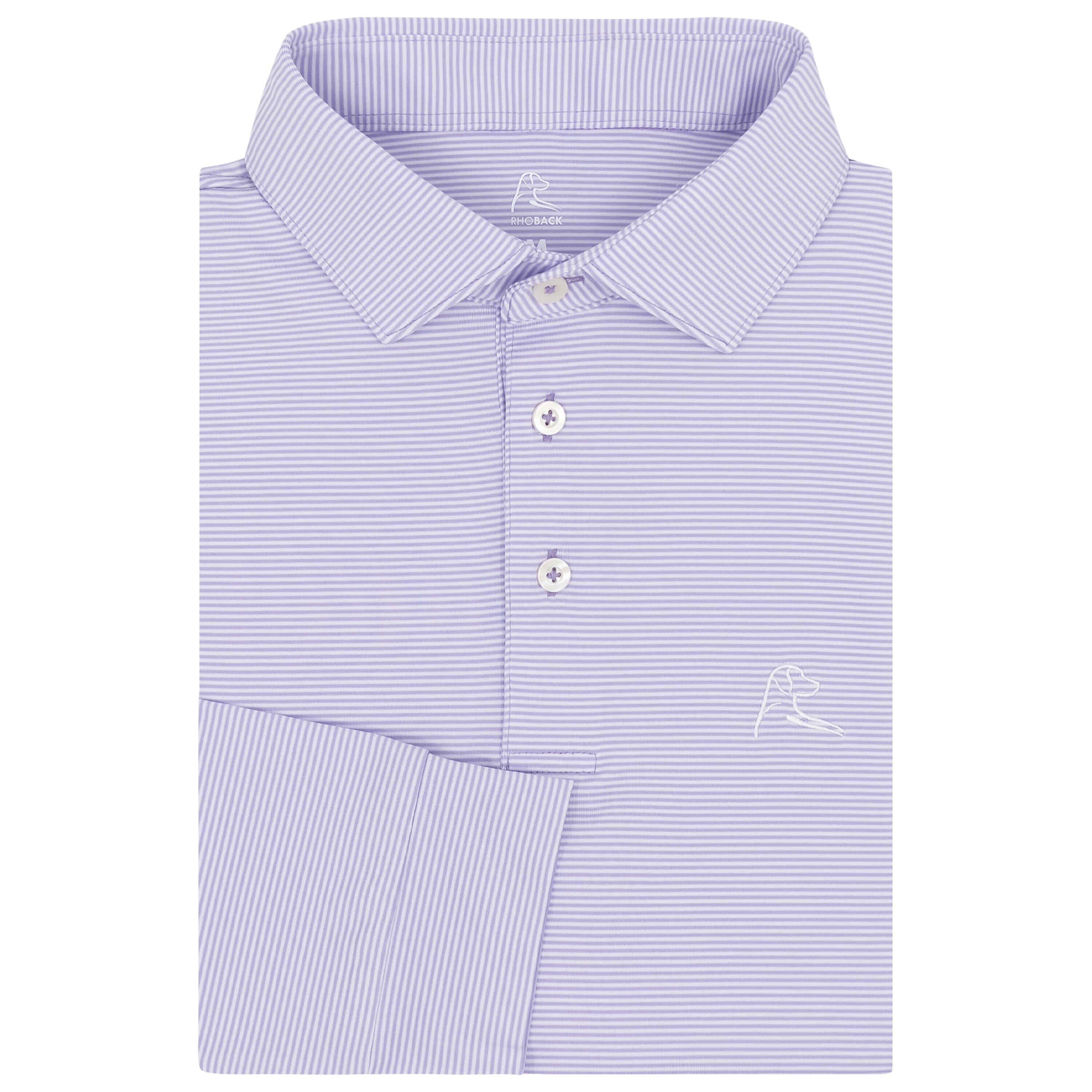 The Crispy Stripe | Long Sleeve Performance Polo | The Crispy Stripe - Lavender/White