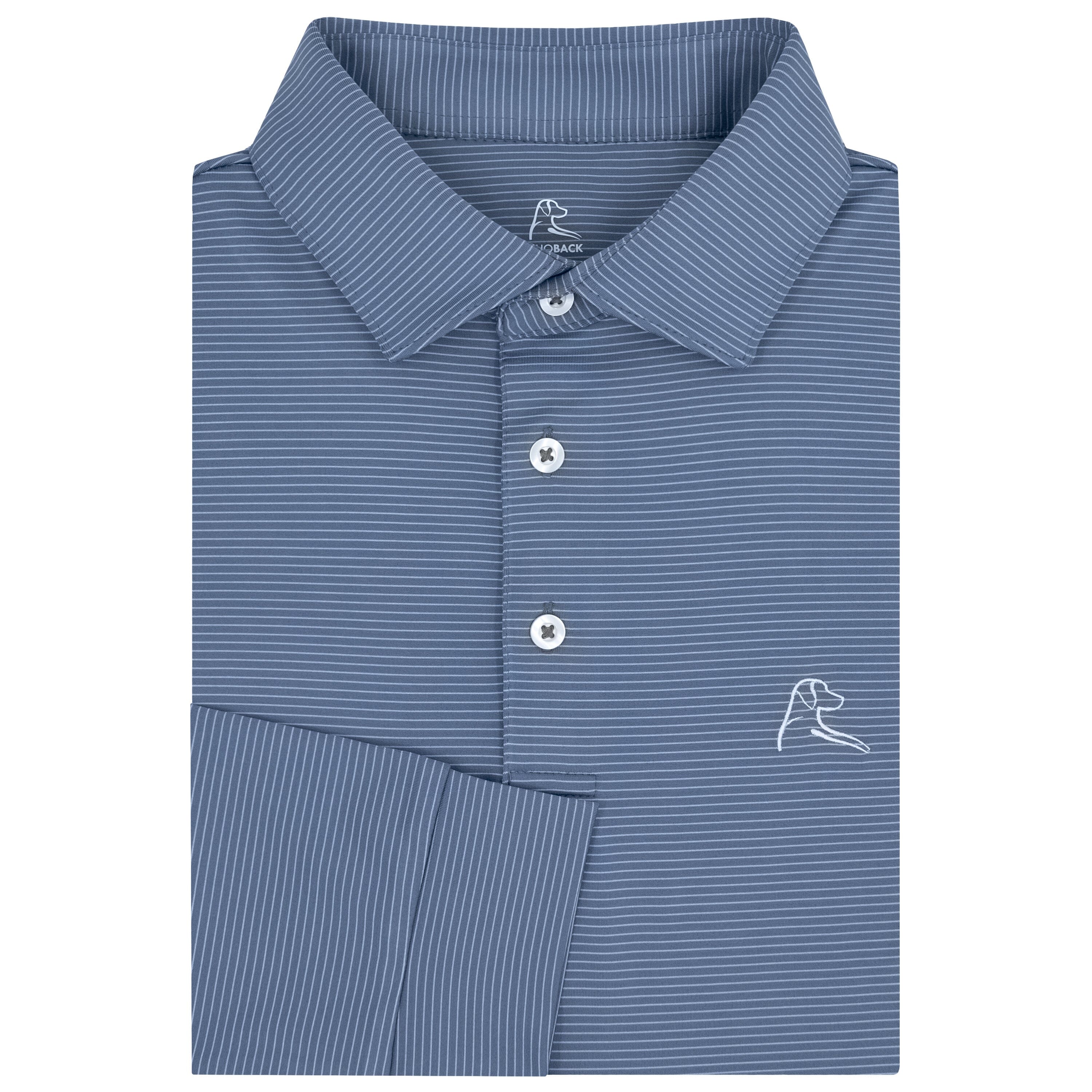 The Shell Stripe | Long Sleeve Performance Polo | The Shell Stripe - Coastal Blue/White