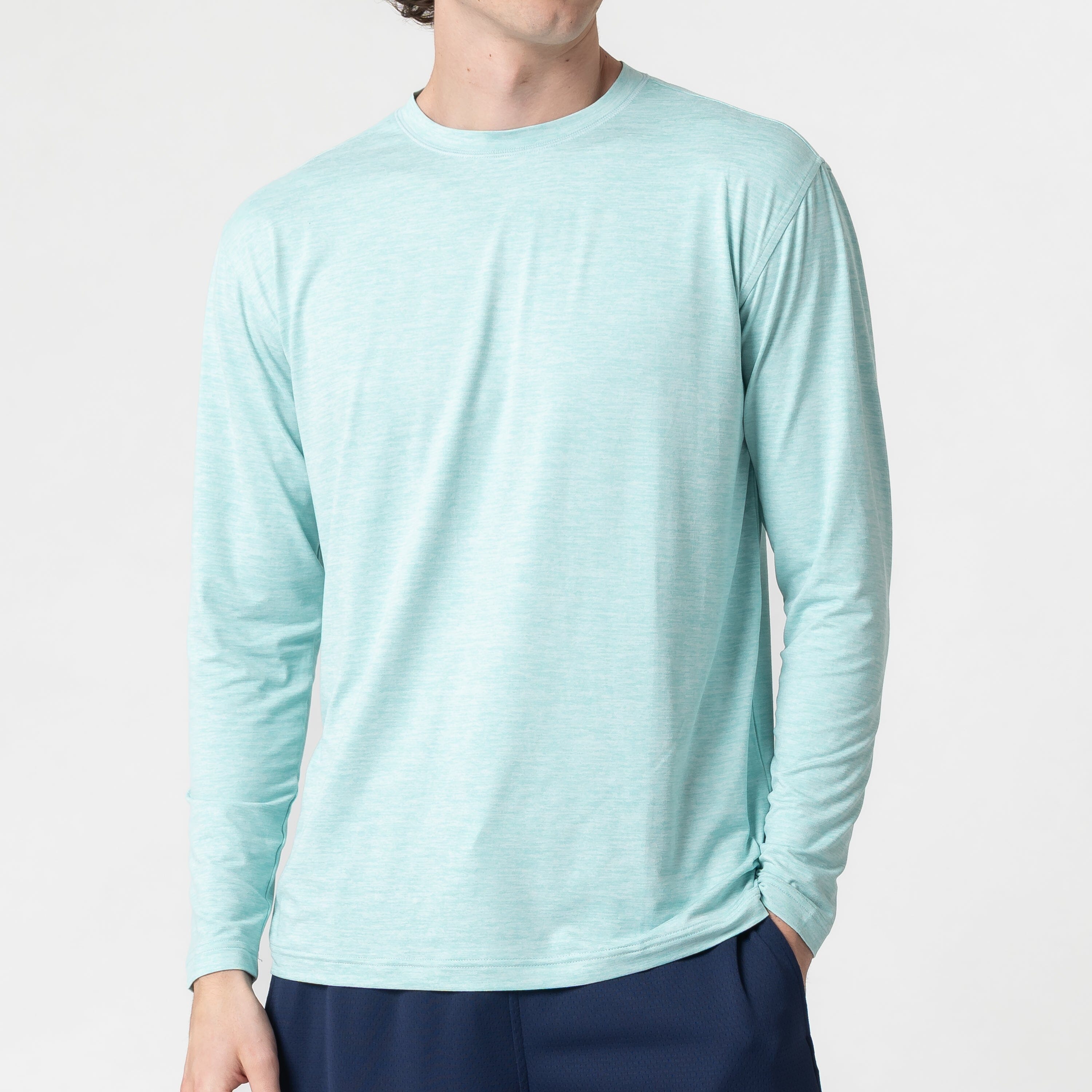 Tailwind Performance Long Sleeve Tee | Heather - Antigua Green/White