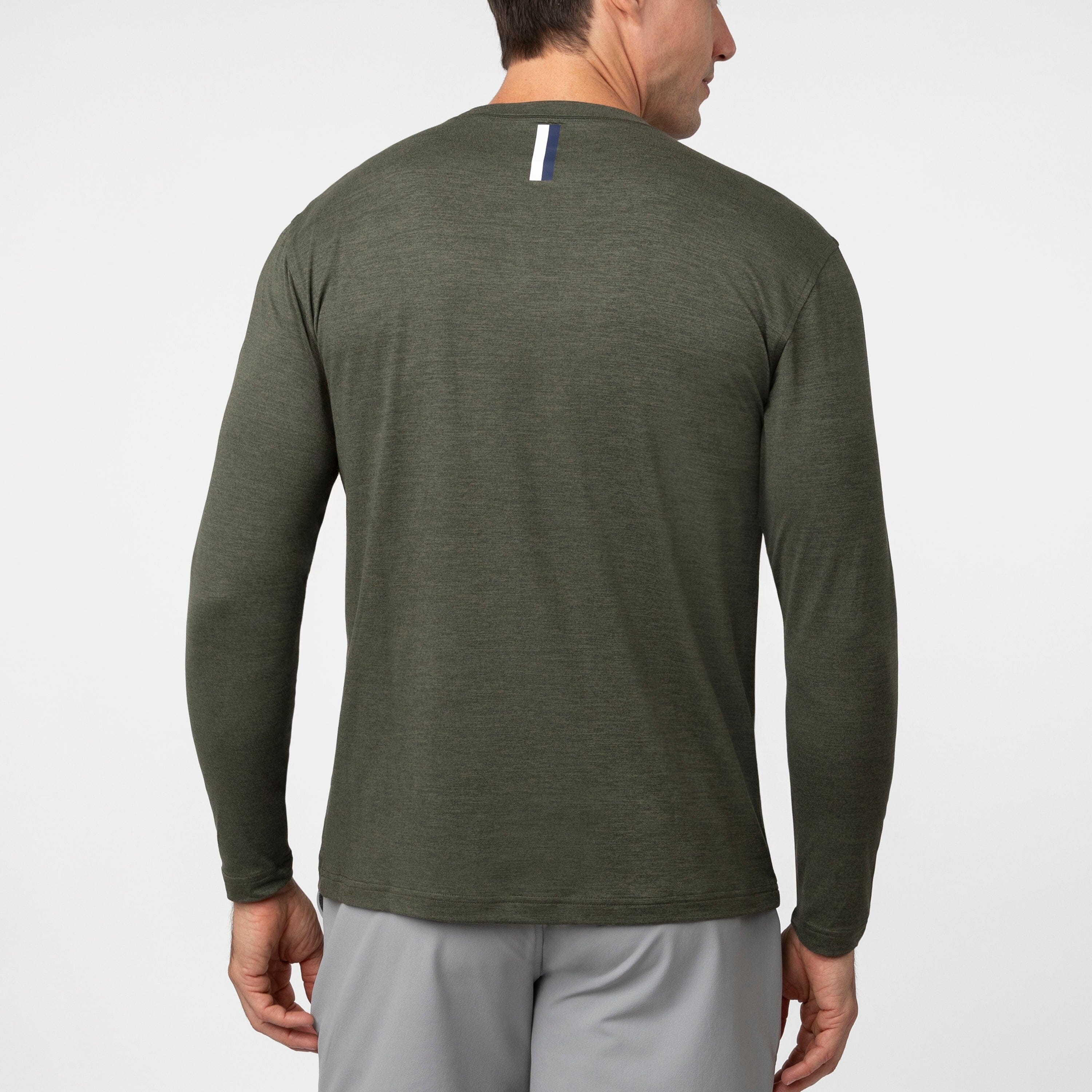 Alternative view of Tailwind Performance Long Sleeve Tee | Heather - Dark Olive/Dark Olive