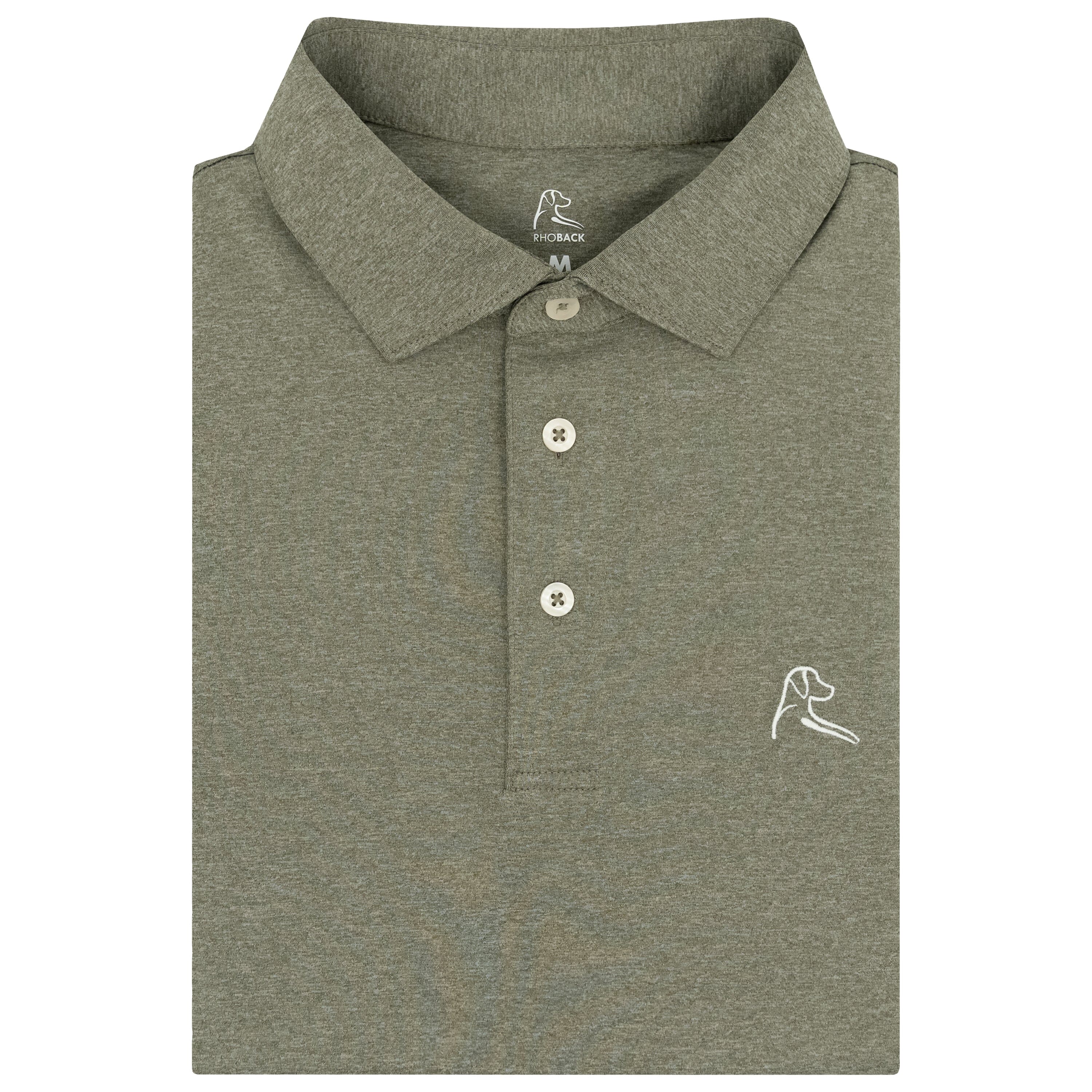 Heather | Performance Polo | Heather - Moss Green/White