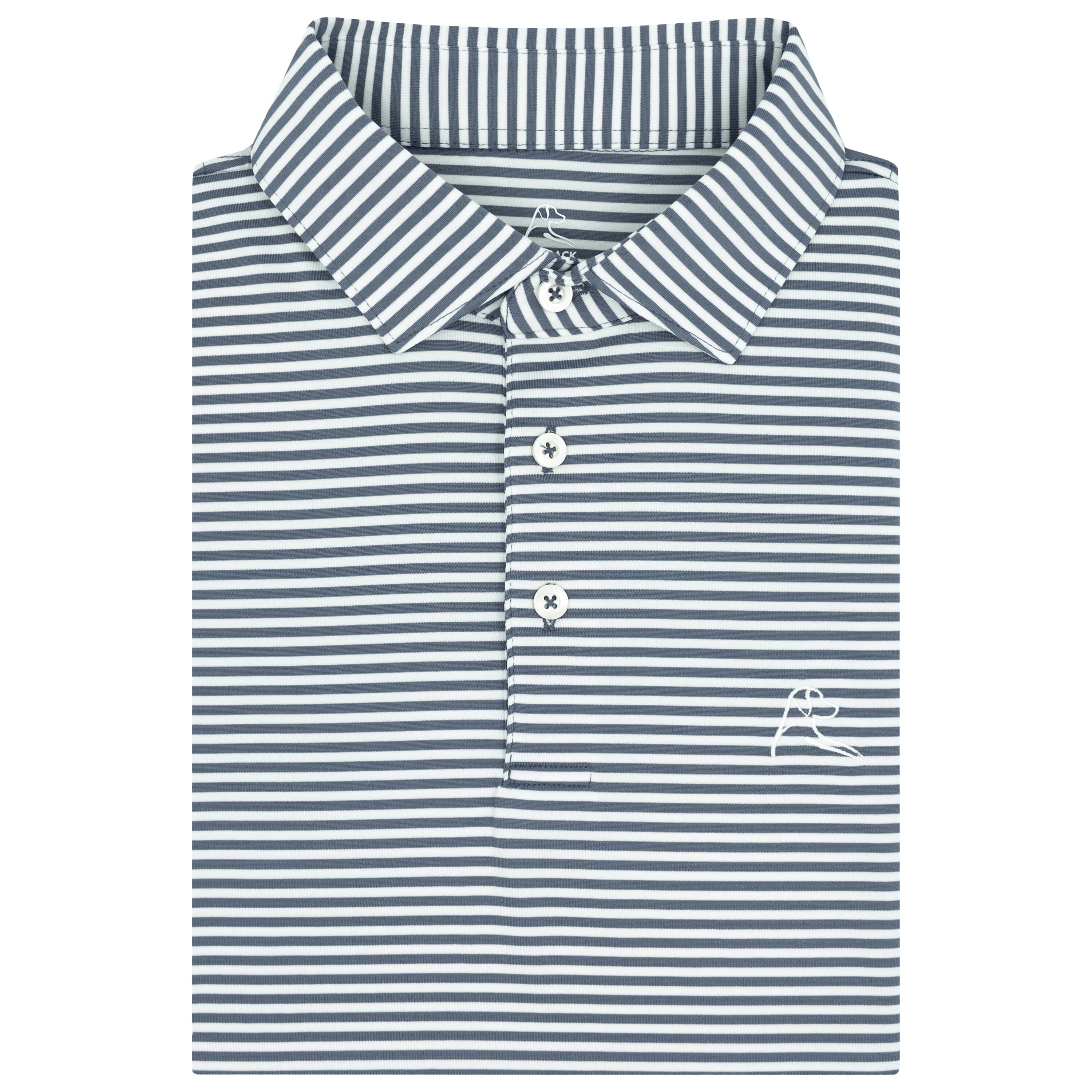 The Birdie Stripe | Performance Polo | The Birdie Stripe - Everest Grey/White